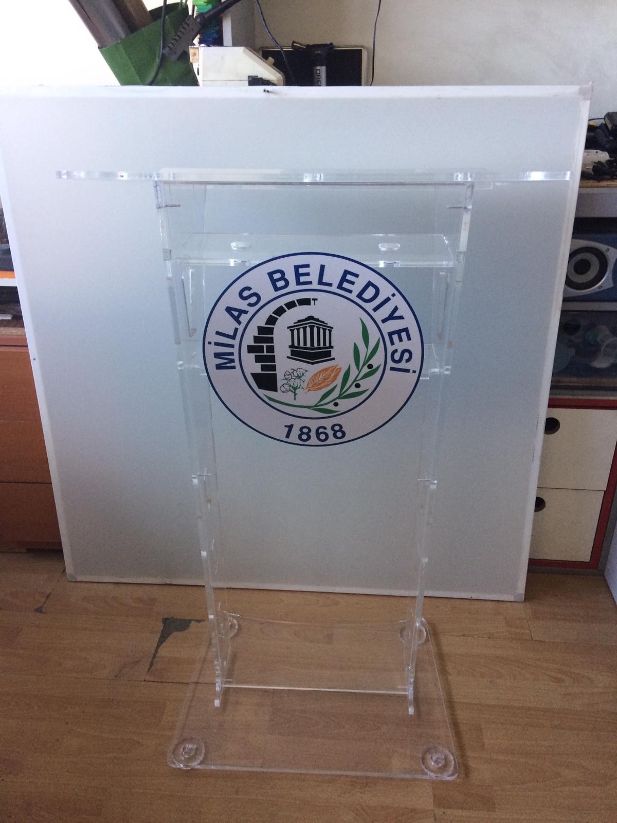 Plexiglass Podium Black Logo Speech Podium Special Production Speech Podiums Plexiglass Podium