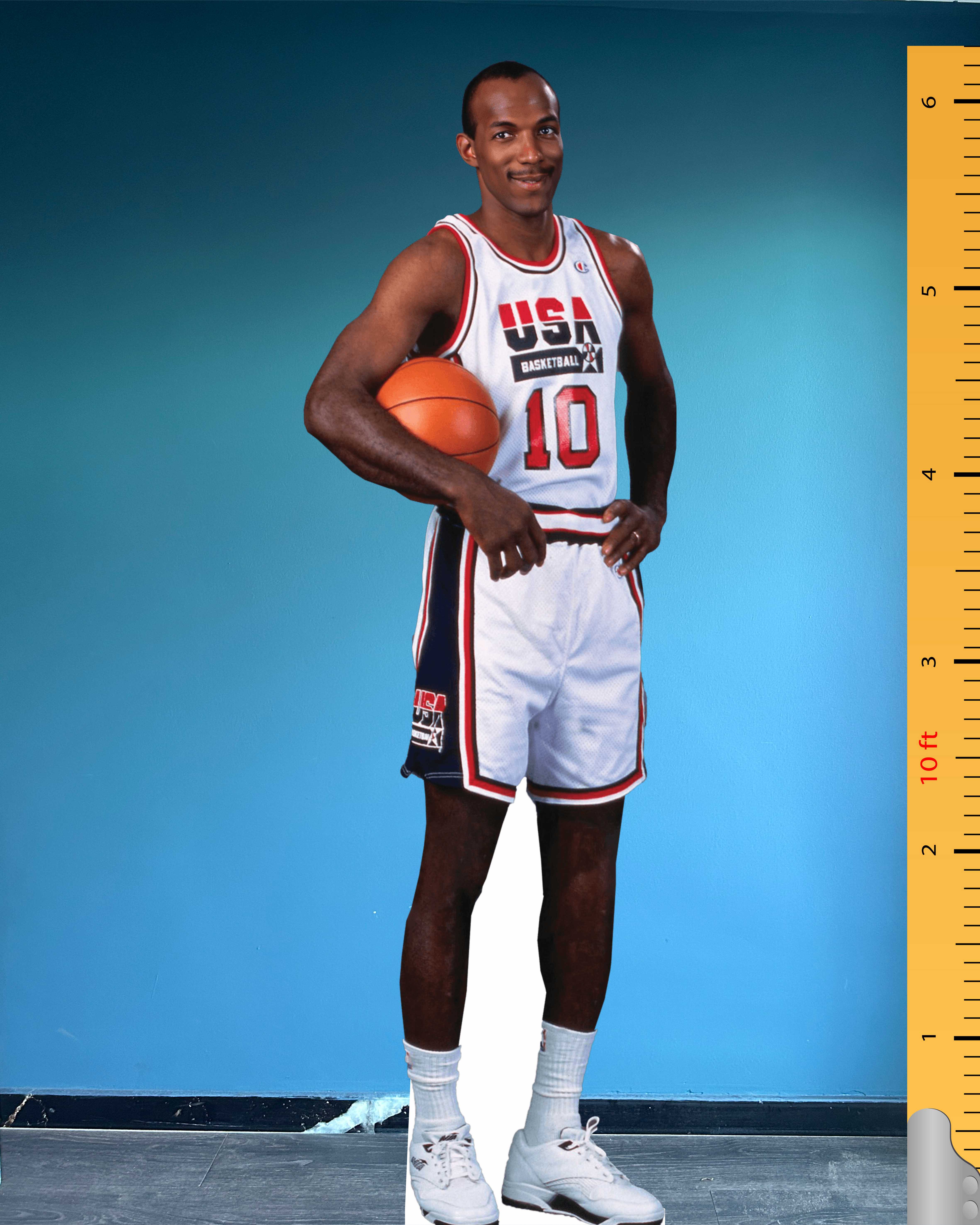 Clyde Drexler Cardboard Cutout Model Plastic Standee USA Basketball Team Number 10