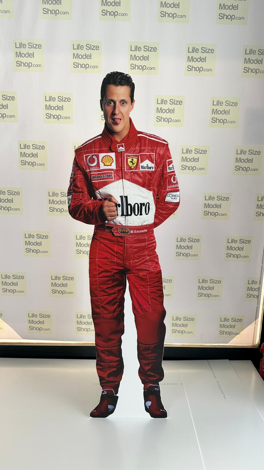 Modelo de papelão recortado Michael Schumacher em tamanho real, piloto de corrida de F1