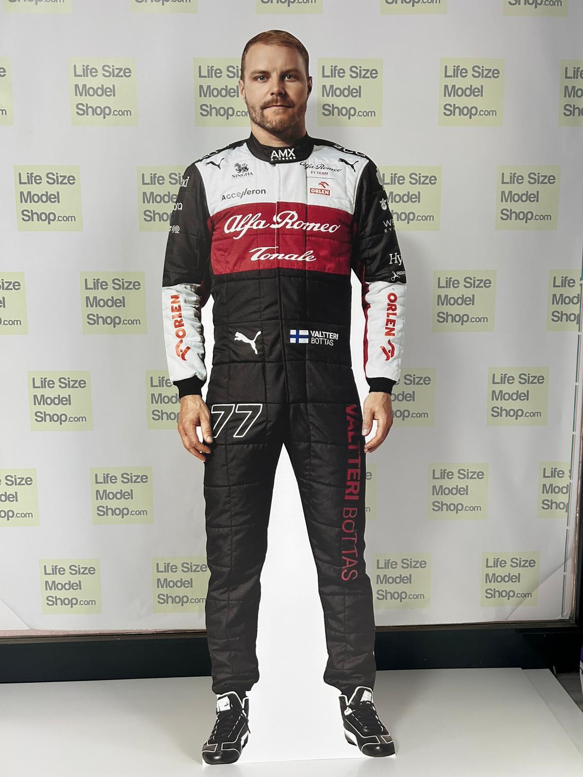 Modèle en carton découpé Valtteri Bottas, modèle en plastique grandeur nature, modèle debout Alfa Romeo F1 Team