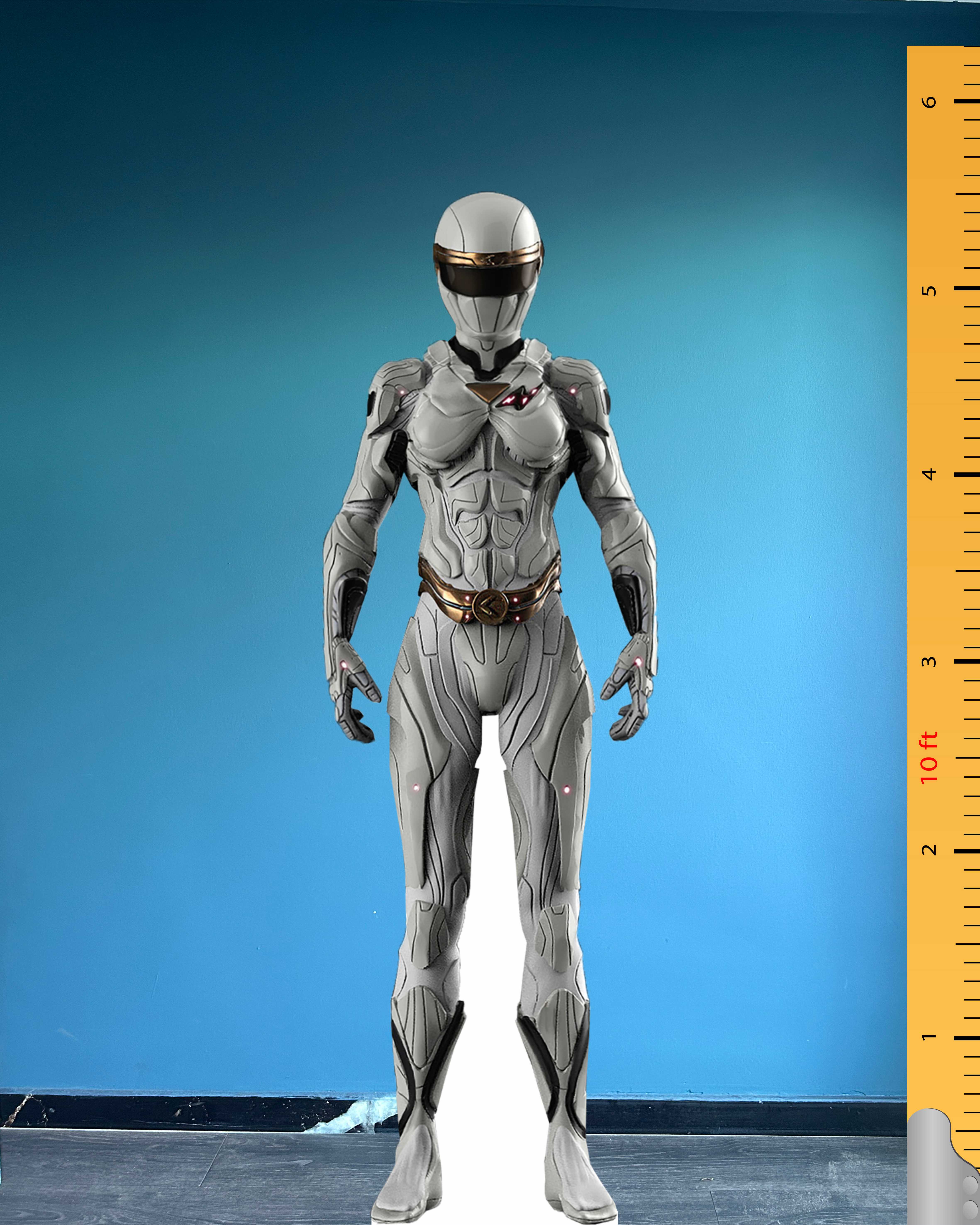 White Ranger Cardboard Cutout Model Plastic Standee Power Ranger Figure