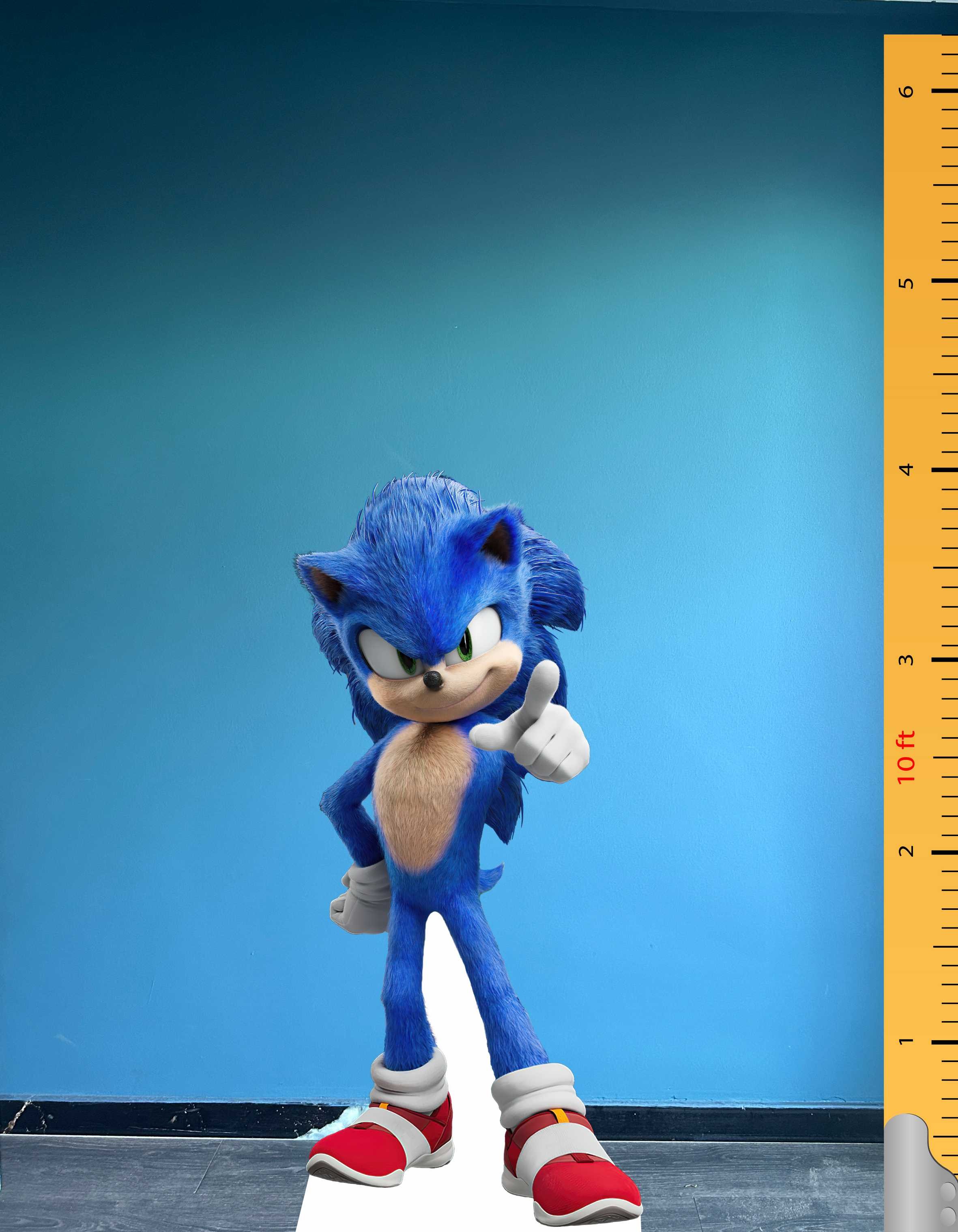 Sonic  Maketi Ayaklı iki  Boyutlu Tam Boy Plastik Maket