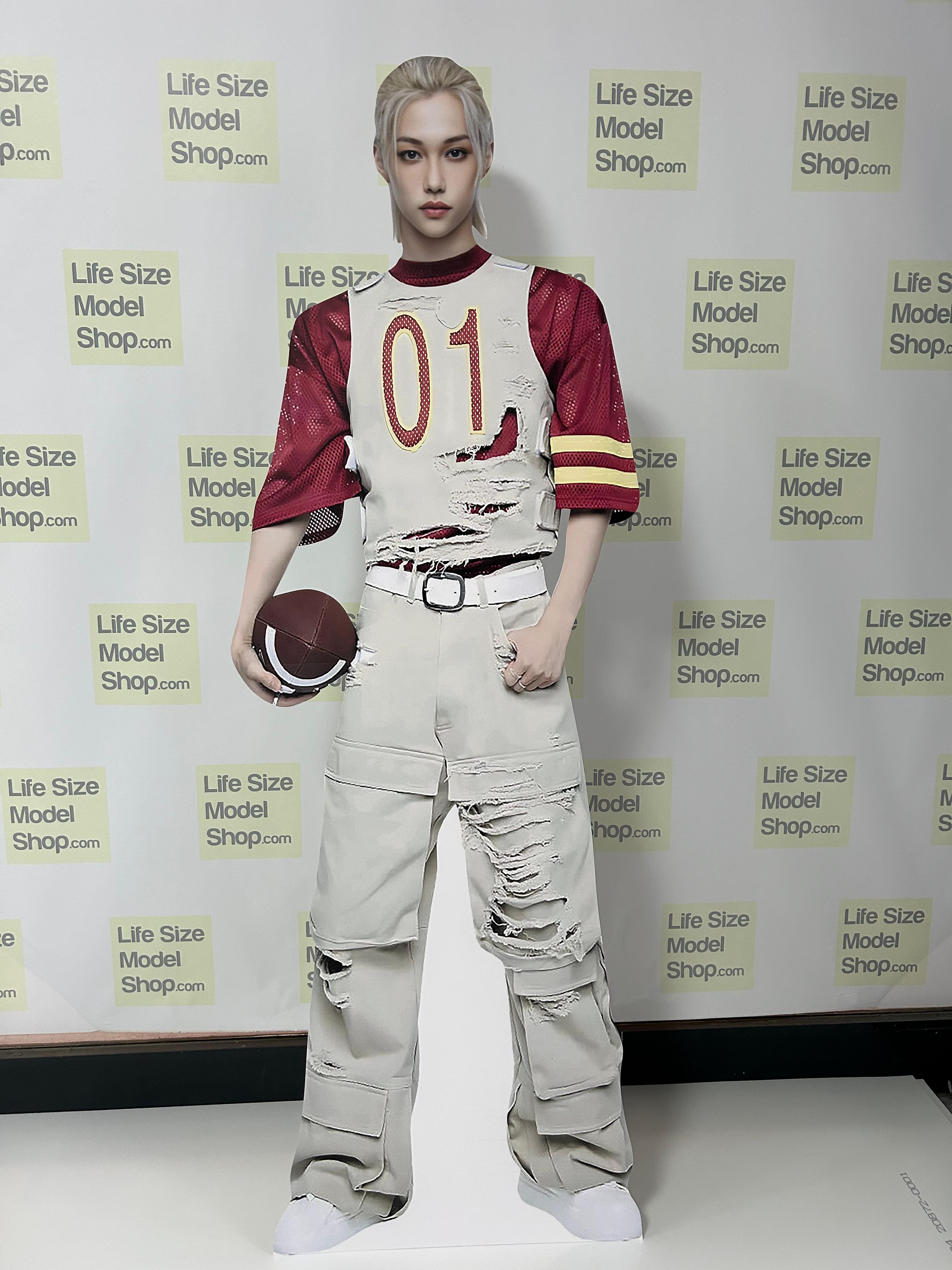 🌟 Lee Felix Figura in cartone – Stray Kids Yongbok Modello da esposizione a grandezza naturale – Maglia numero 01