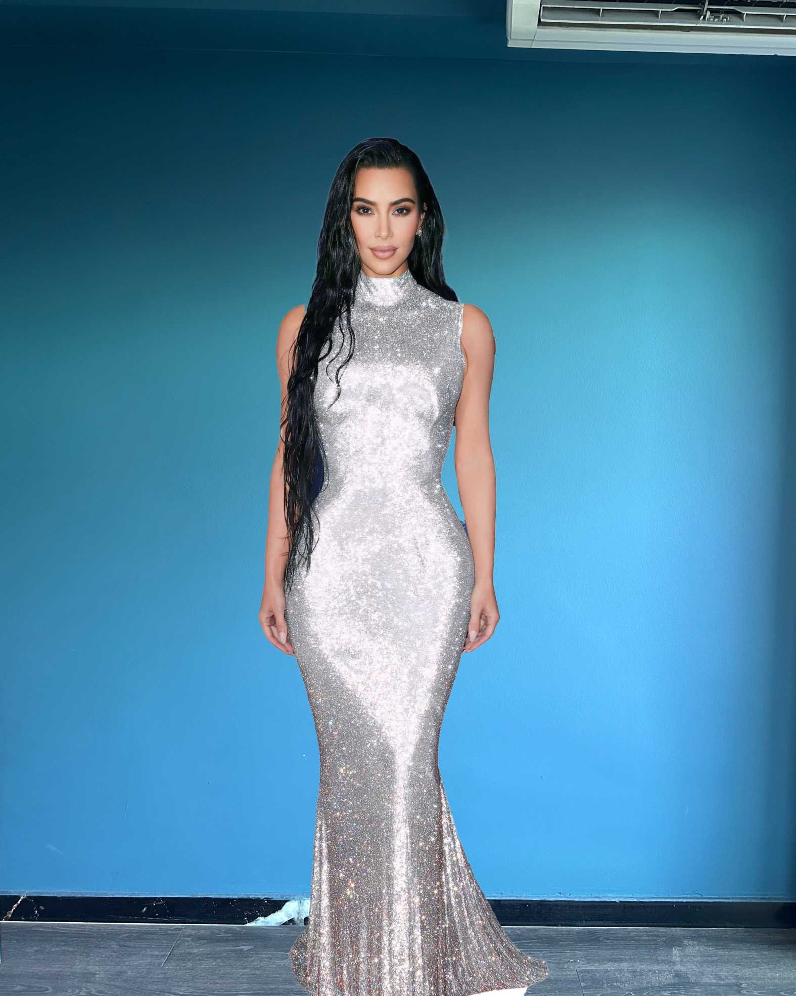 Kim Kardashian Recorte Modelo Vestido Prateado Figura Tamanho Real