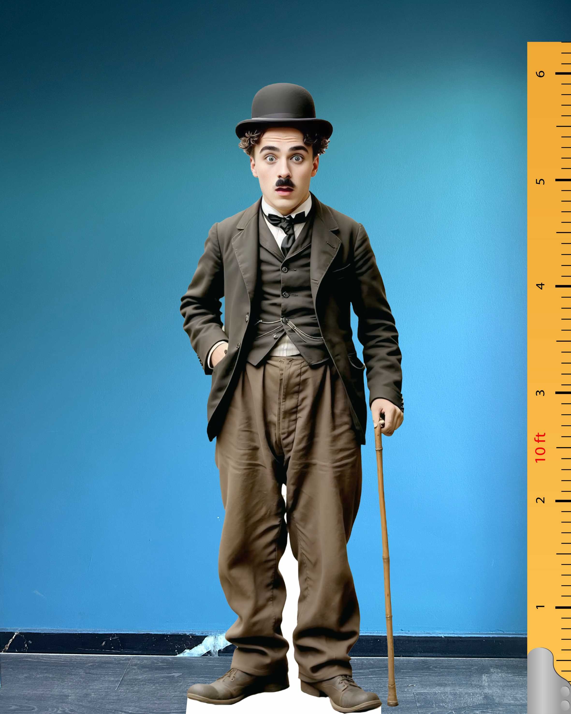 Charlie Chaplin Maketi Ayaklı iki Boyutlu Tam Boy Plastik Maket Figur