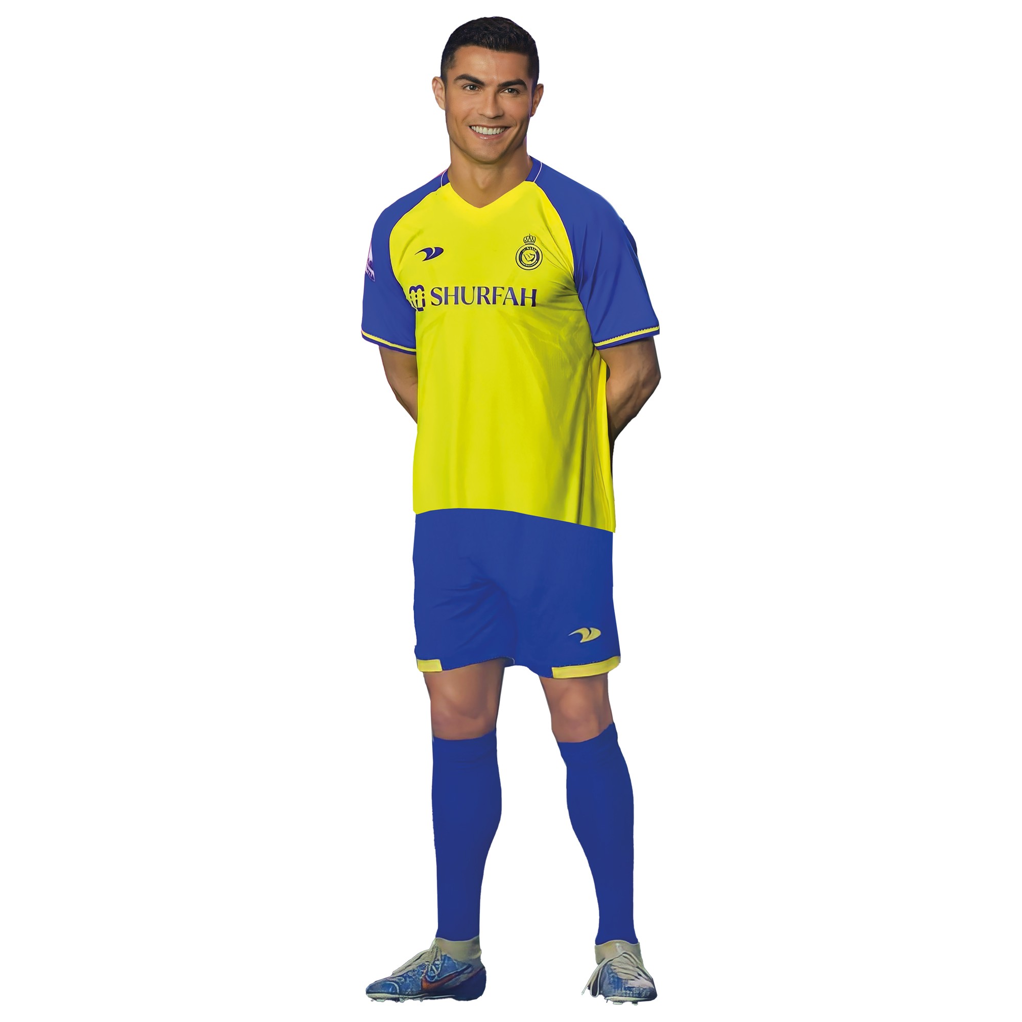 Camiseta de Cristiano Ronaldo del Al Nassr FC en cartón de tamaño real