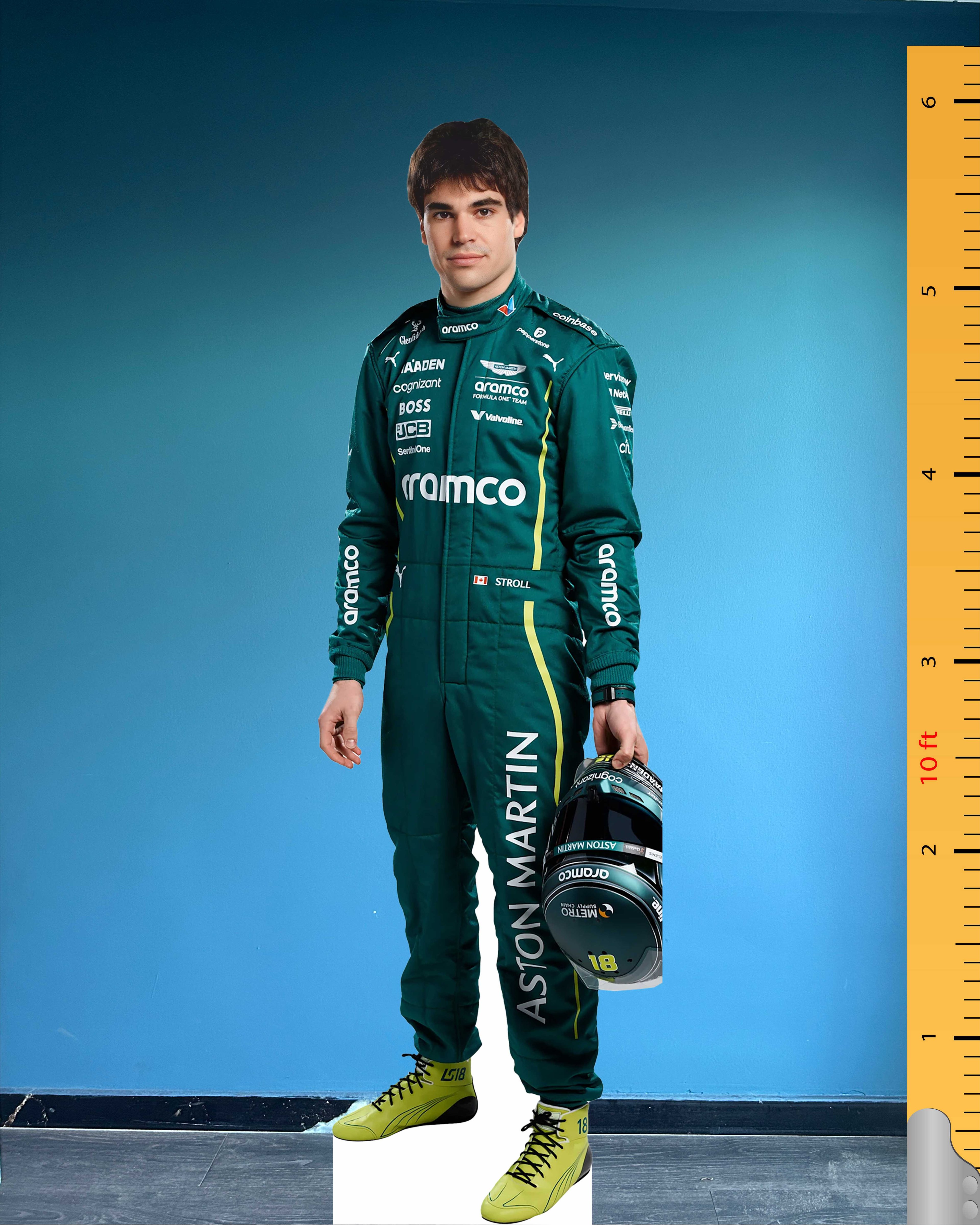 Lance Stroll Pappaufsteller Modell Lebensgroß Kunststoff Standmodell Aston Martin Team Rennfahrer F1