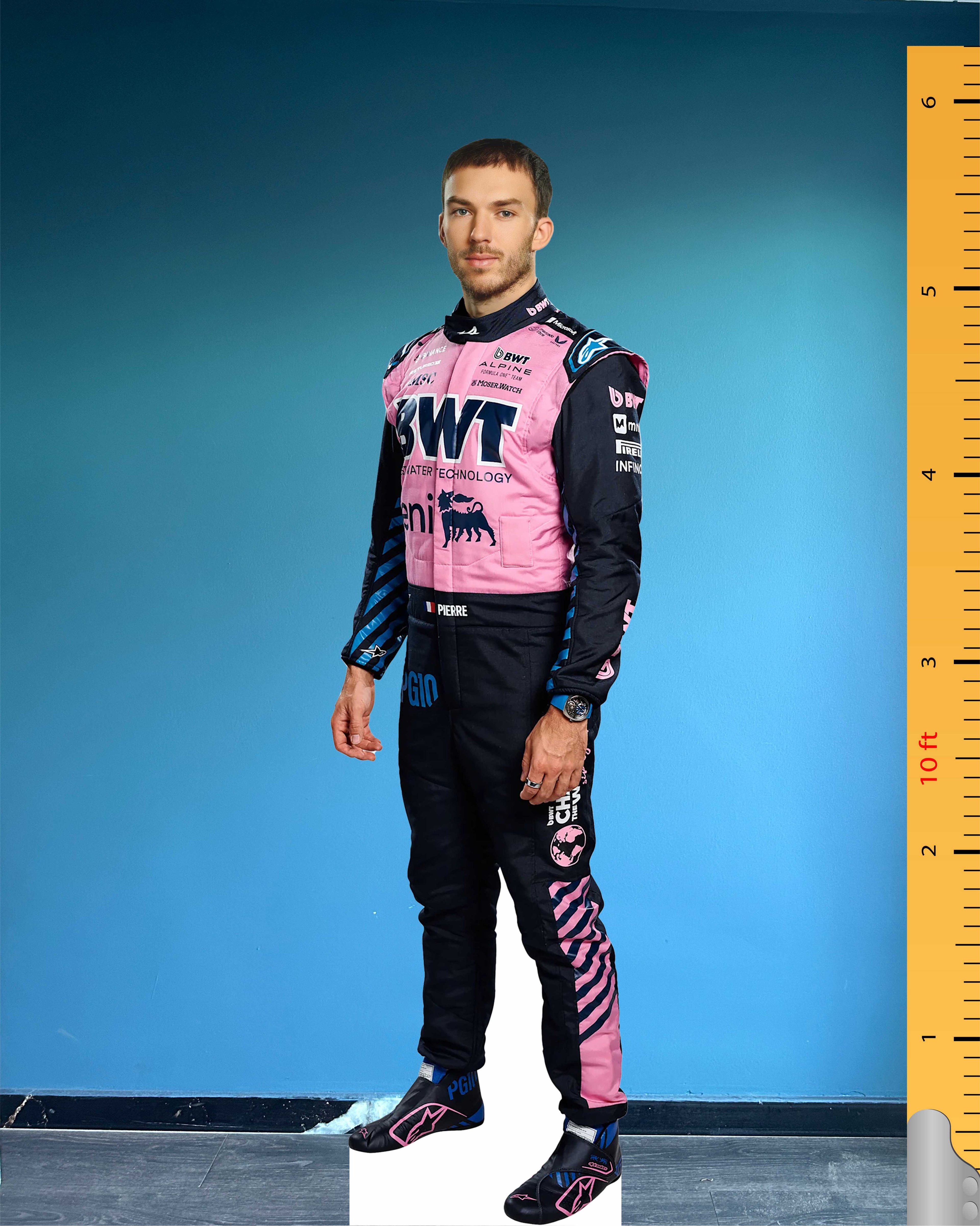 Pierre Gasly, model z tektury naturalnej wielkości, plastikowy model standee, kierowca wyścigowy zespołu alpejskiego F1
