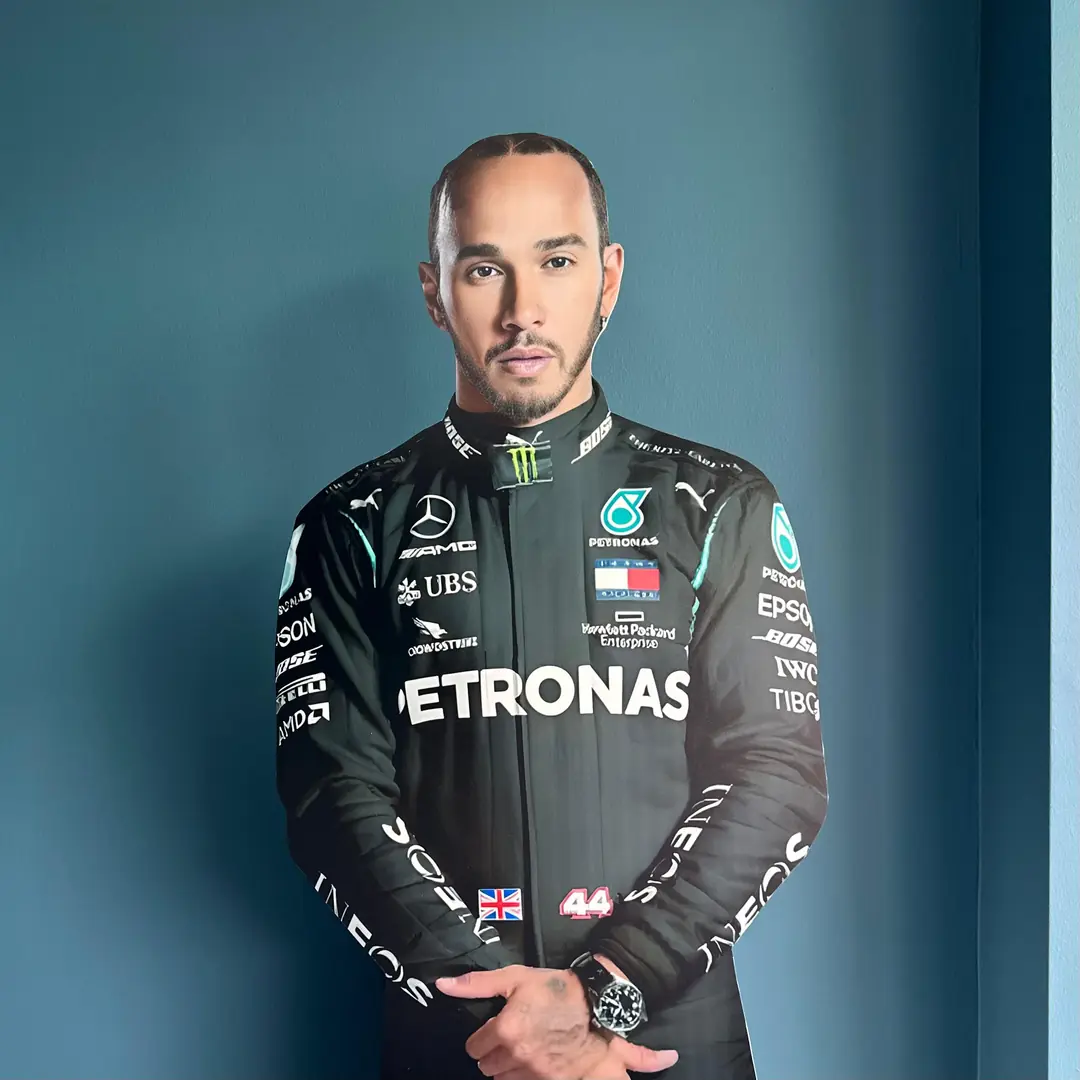 Silhouette Carton Grandeur Nature Lewis Hamilton - Découpe Photo 190cm, Support Inclus, Pour Décoration événement
