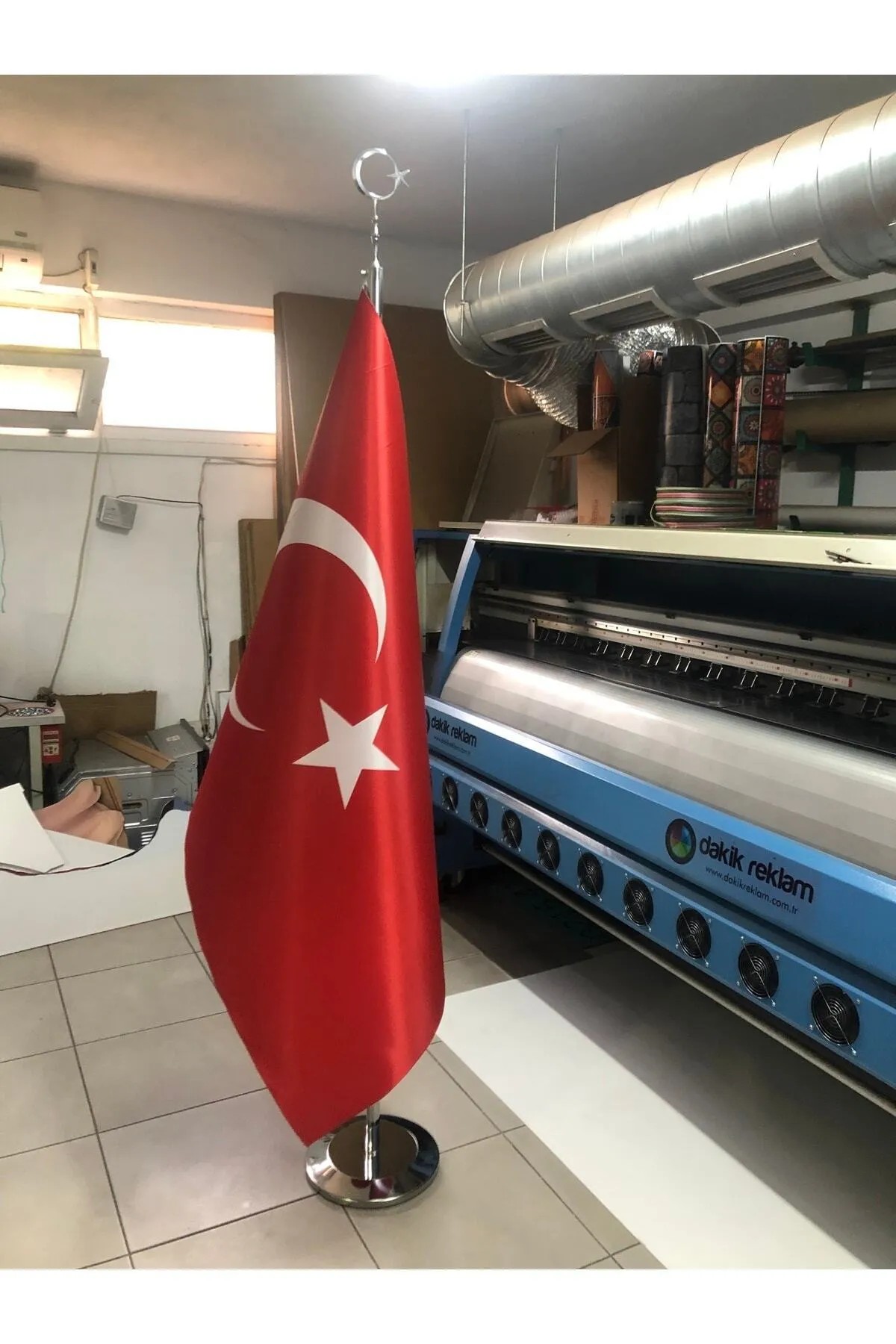 Makam Bayrağı, Türk Bayrağı Seti, Gümüş Gri Aluminyum Krom Direkli Set Bayrak Takımı