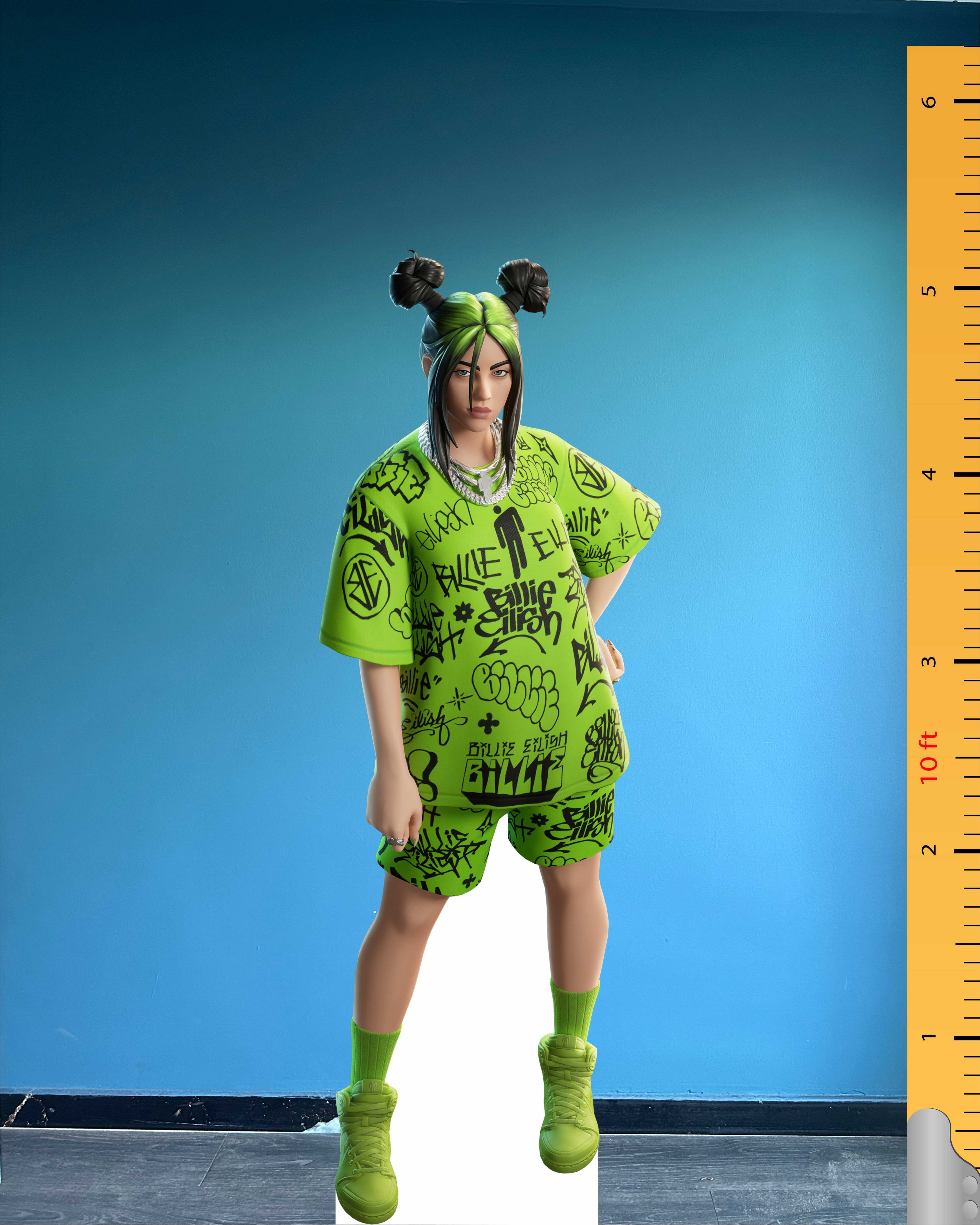 Figurka animowana Billie Eilish z tektury, model naturalnej wielkości, plastikowa podstawka