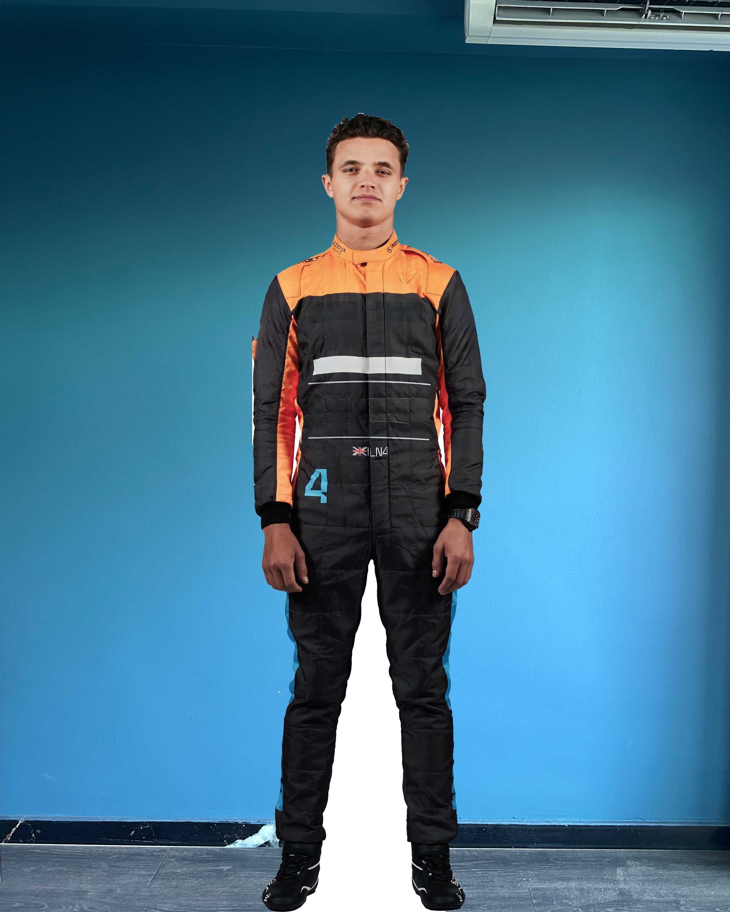 Modèle de découpe en carton grandeur nature du pilote de Formule Lando Lando F1 Pilot Dekor