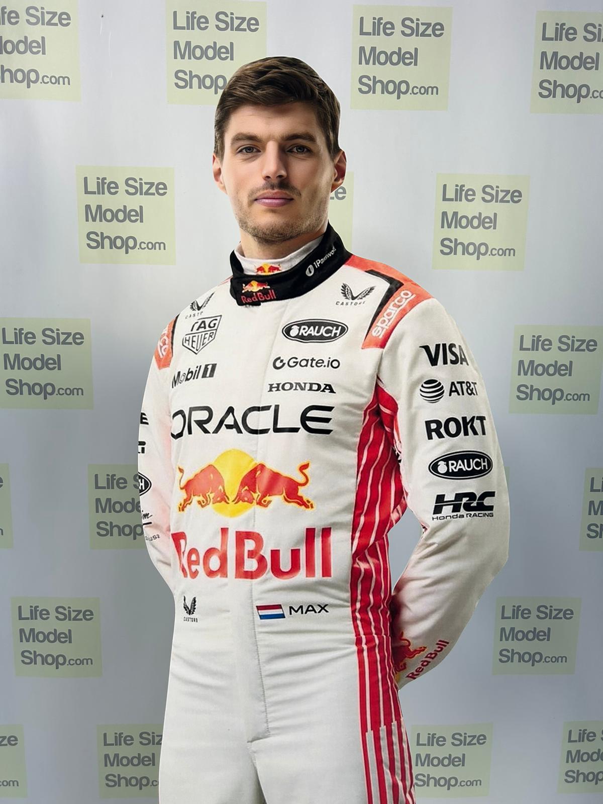 Combinaison de course Max Verstappen, modèle découpé en carton, taille réelle, en plastique, blanc