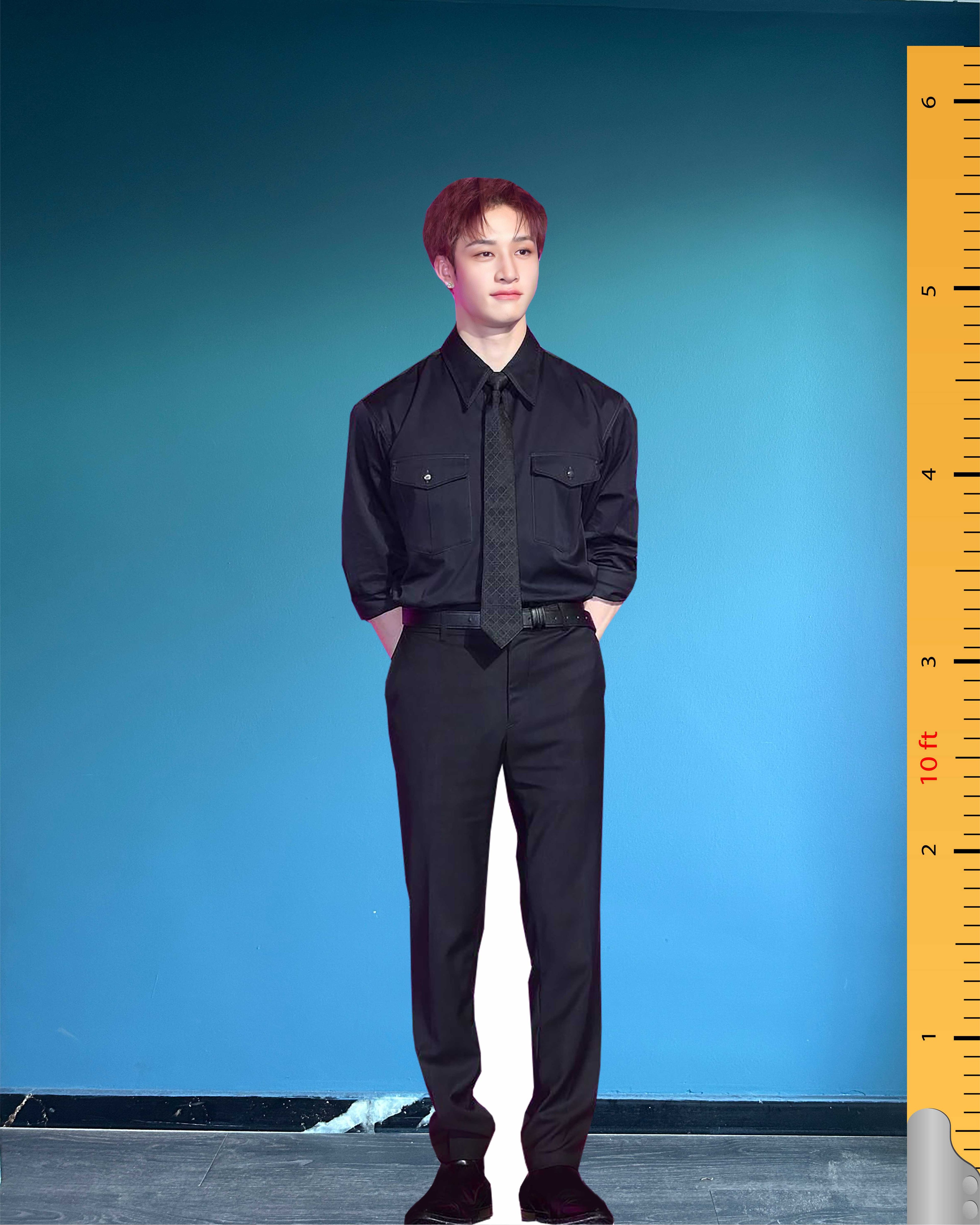 Bang Chan, tekturowy model wycinany w naturalnej wielkości, plastikowy stojak Stray Kids Christopher Bang