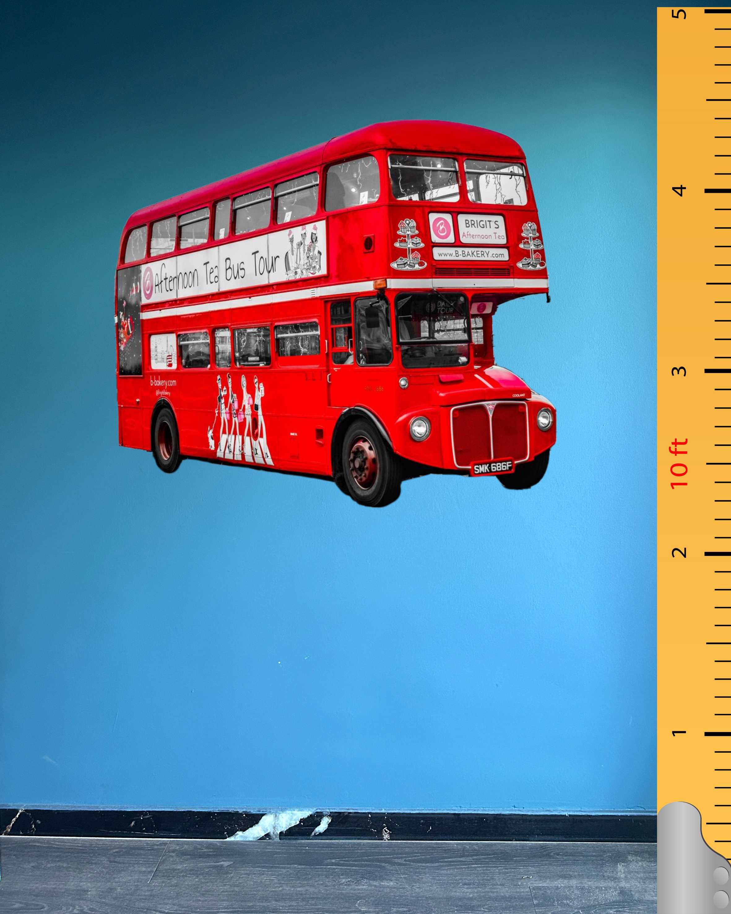 Ícone de Londres Ônibus Vermelho 5mm Placa de Plástico Decorativa Ornamental