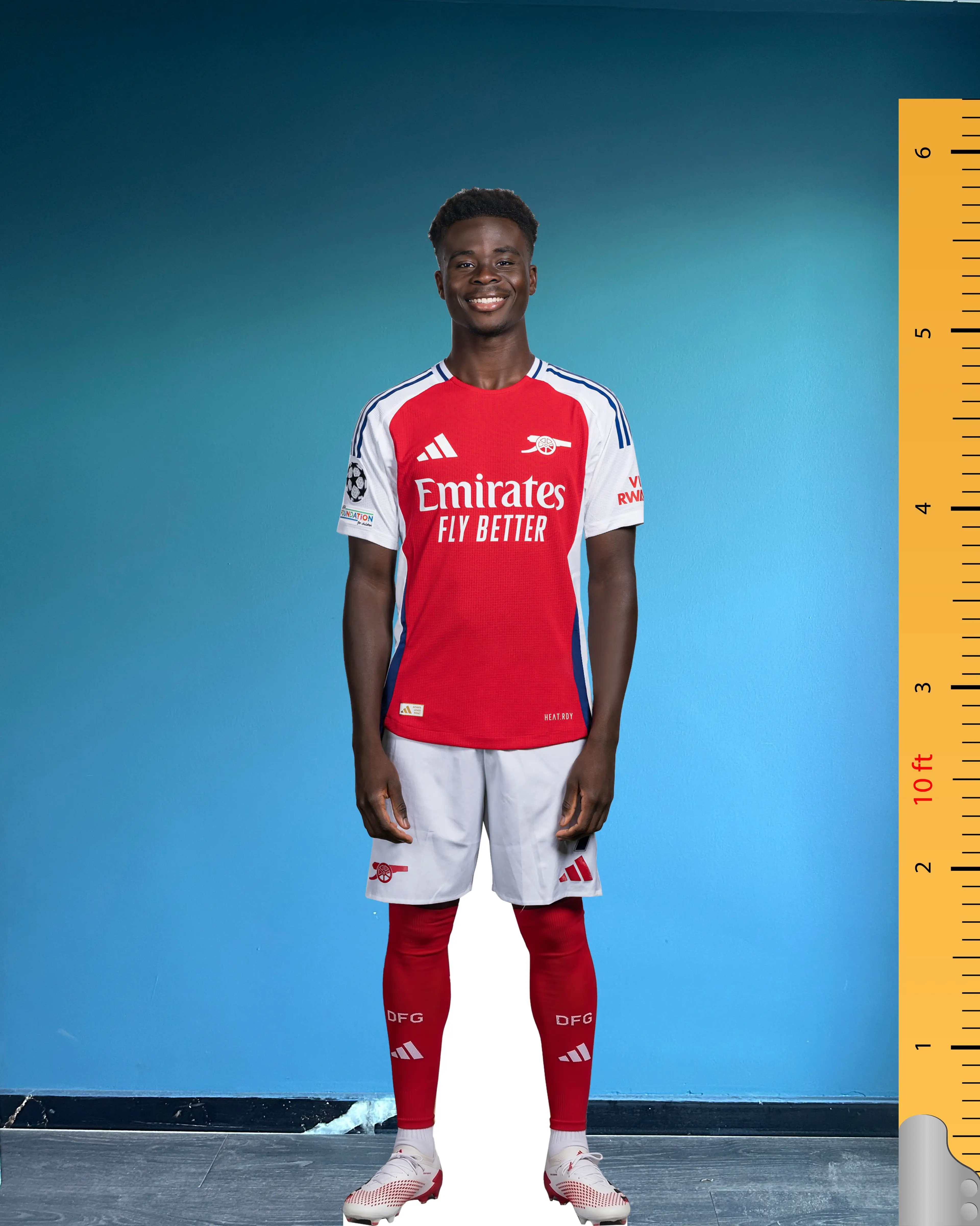 Team Number 7 Bukayo Saka Life Size Cardboard Cutout Model | Arsenal FC Team Number 7 ...