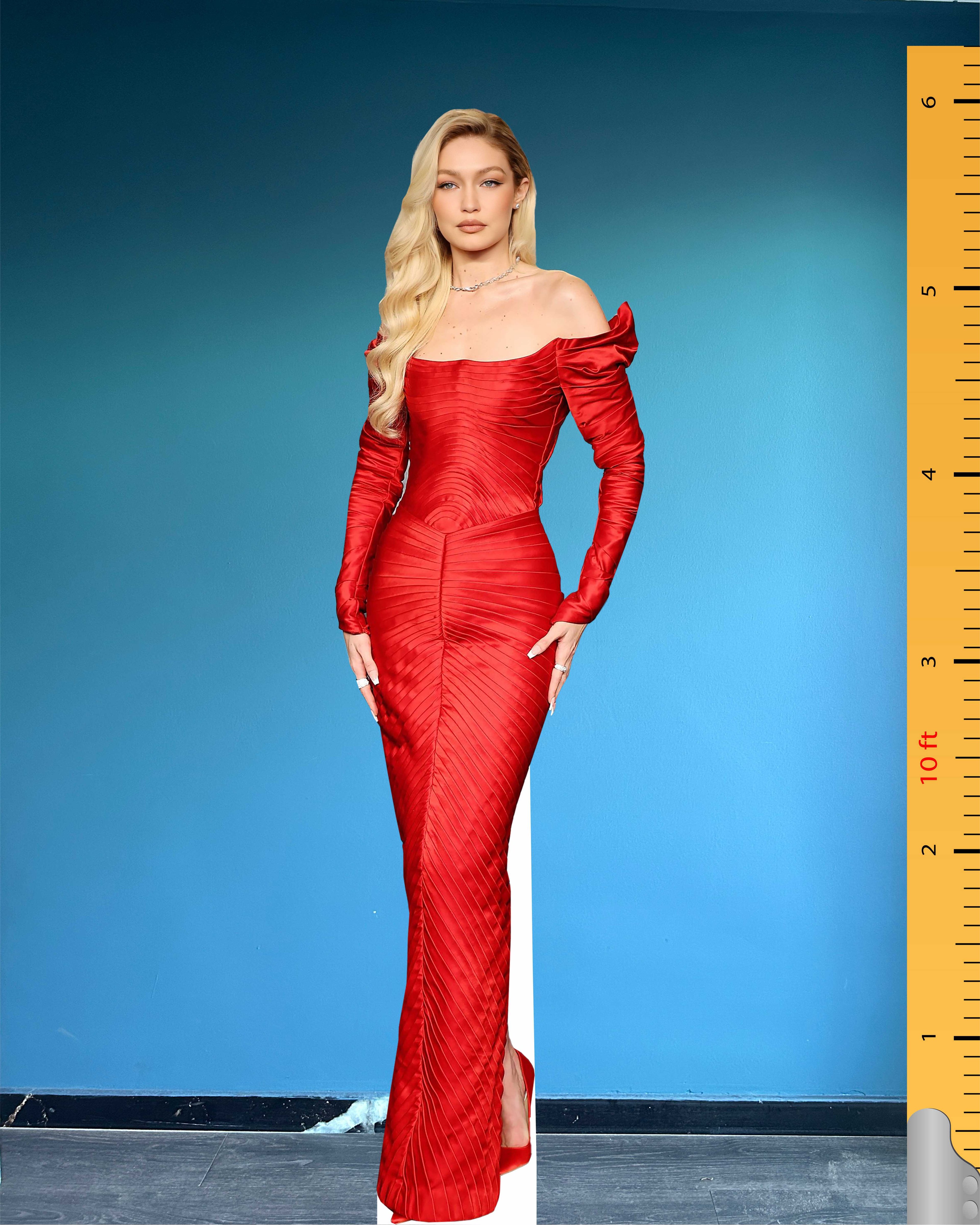Gigi Hadid Cardboard Cutout Model Life Size Cutout Plastic Standee Red Dress