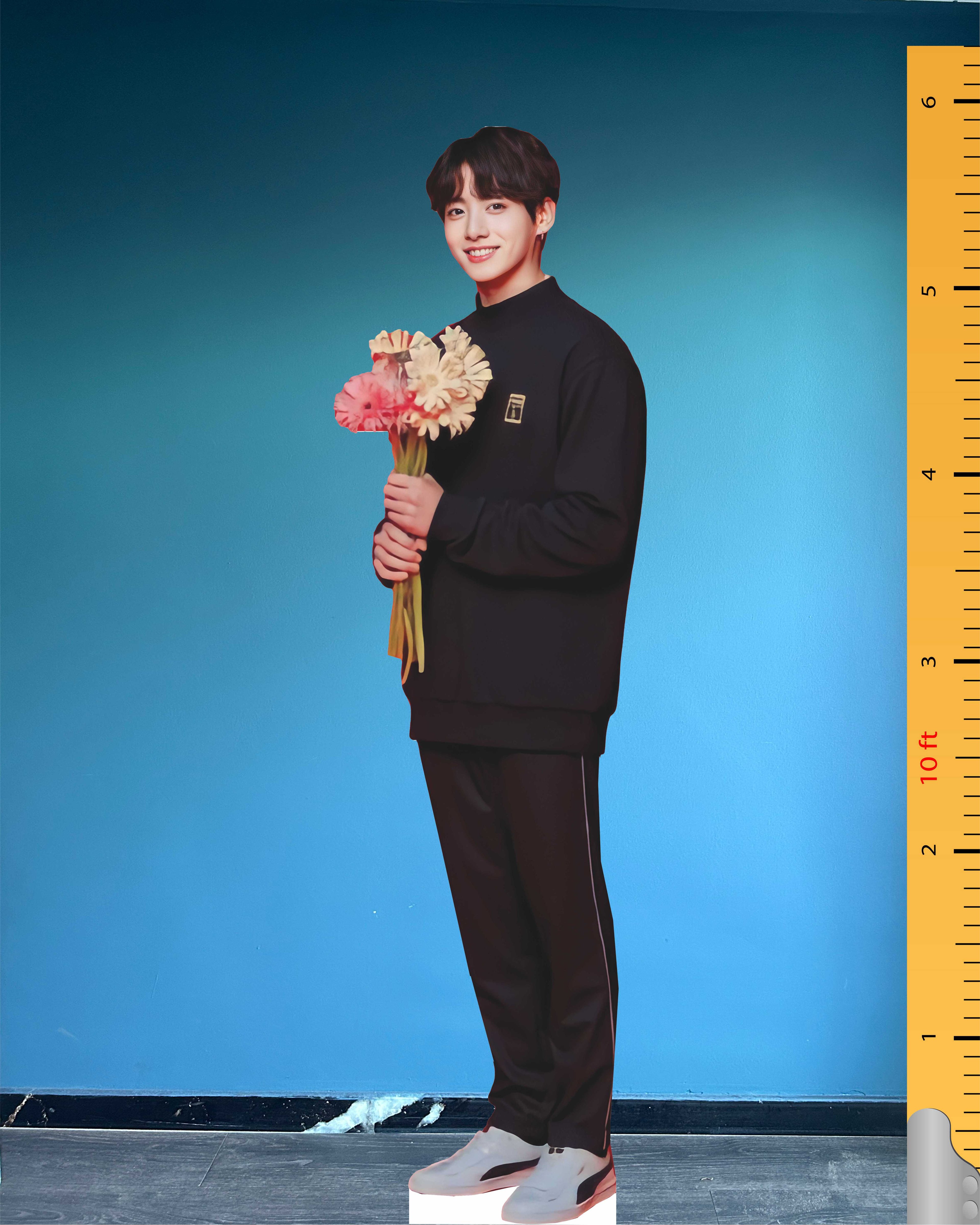 Jungkook Papelão Recortado Modelo Pose de Flor Tamanho Real Suporte de Corte Especial Modelo de Plástico