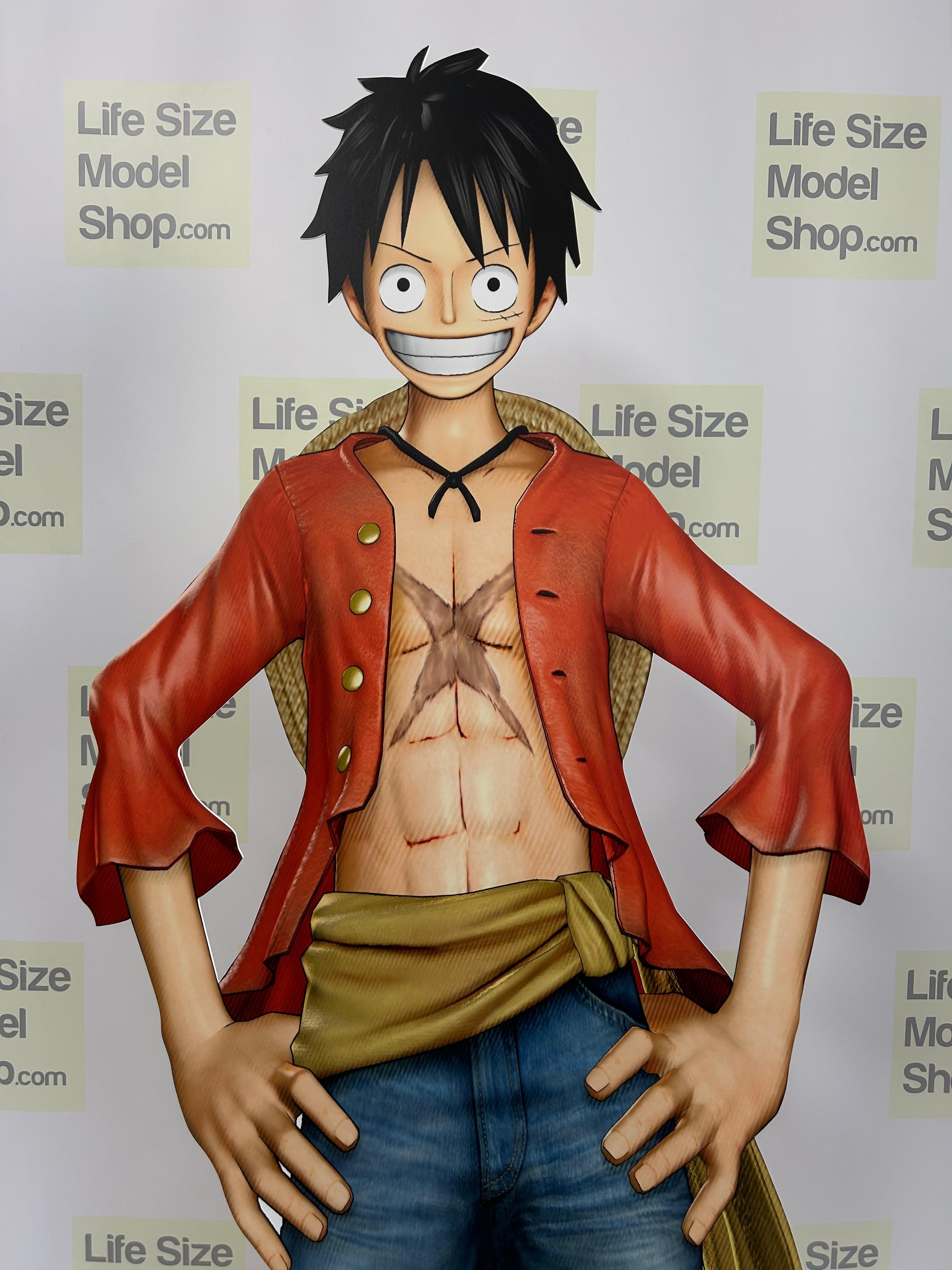Maqueta de figura de anime de Luffy Naki Gear 5 de tamaño real de cartón recortado de plástico