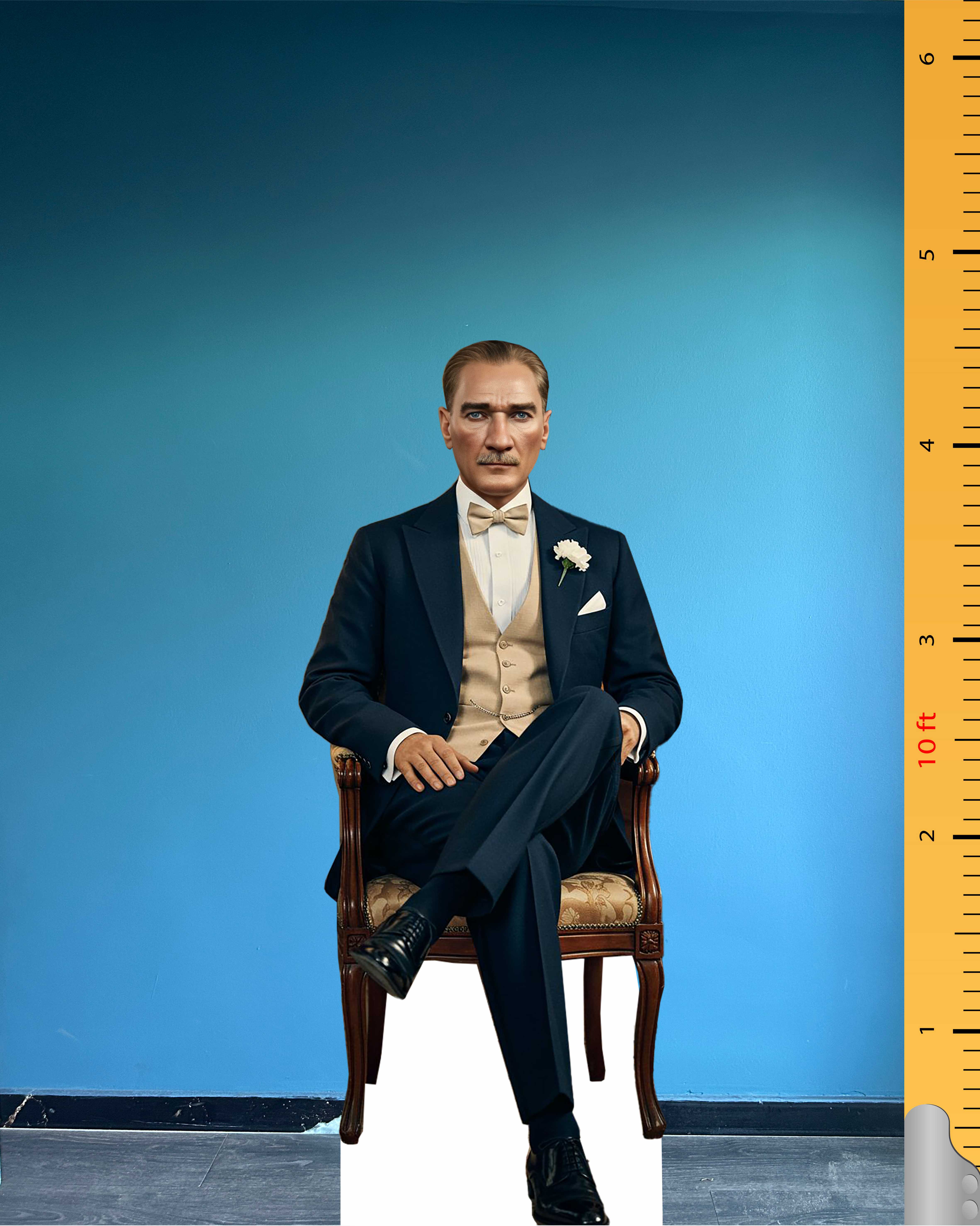 Mustafa Kemal Atatürk Oturan Model Takım Elbiseli Ayaklı Maket