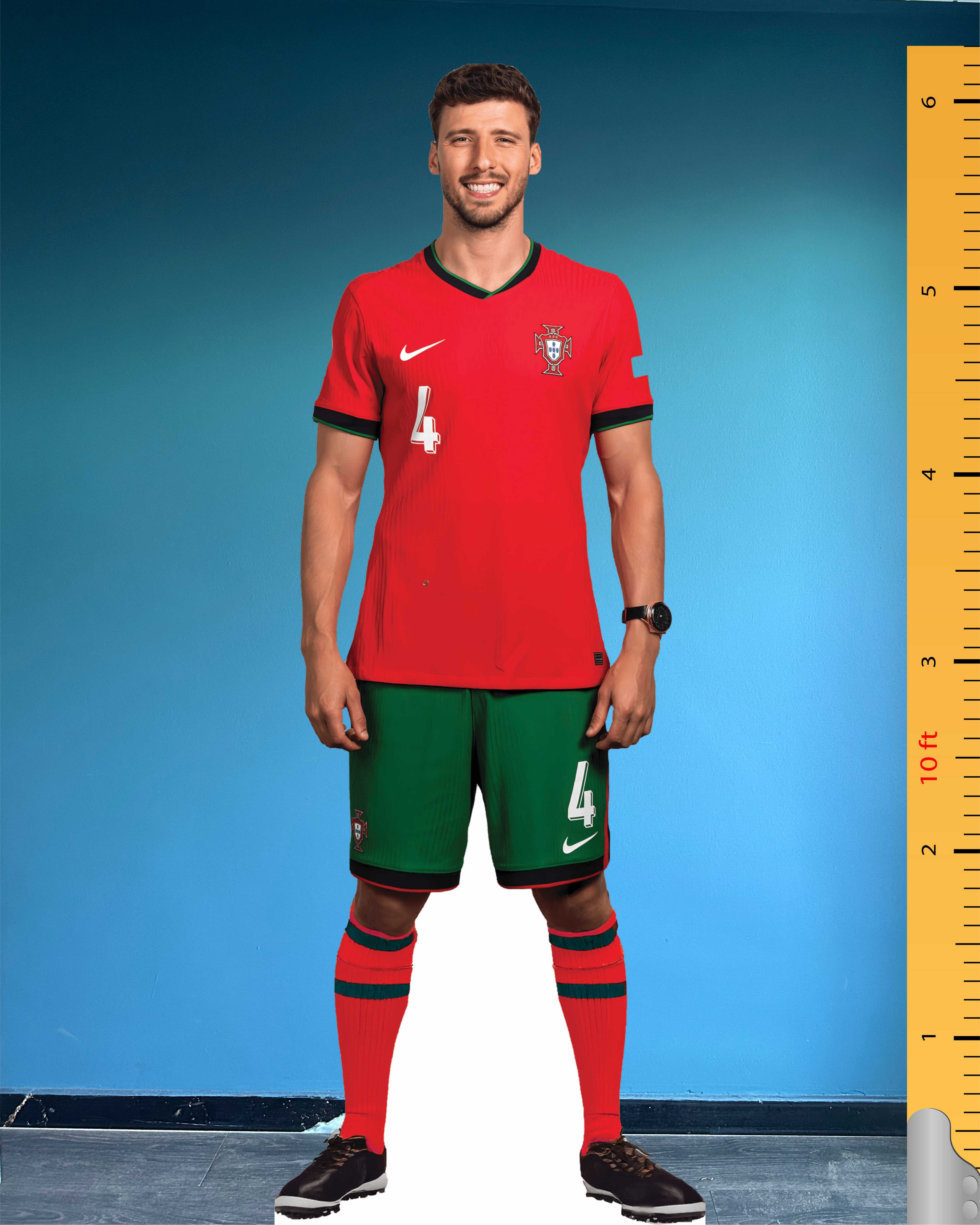 Ruben Dias, tekturowy model wycinany, naturalnej wielkości, plastikowa figurka stojąca, Manchester City