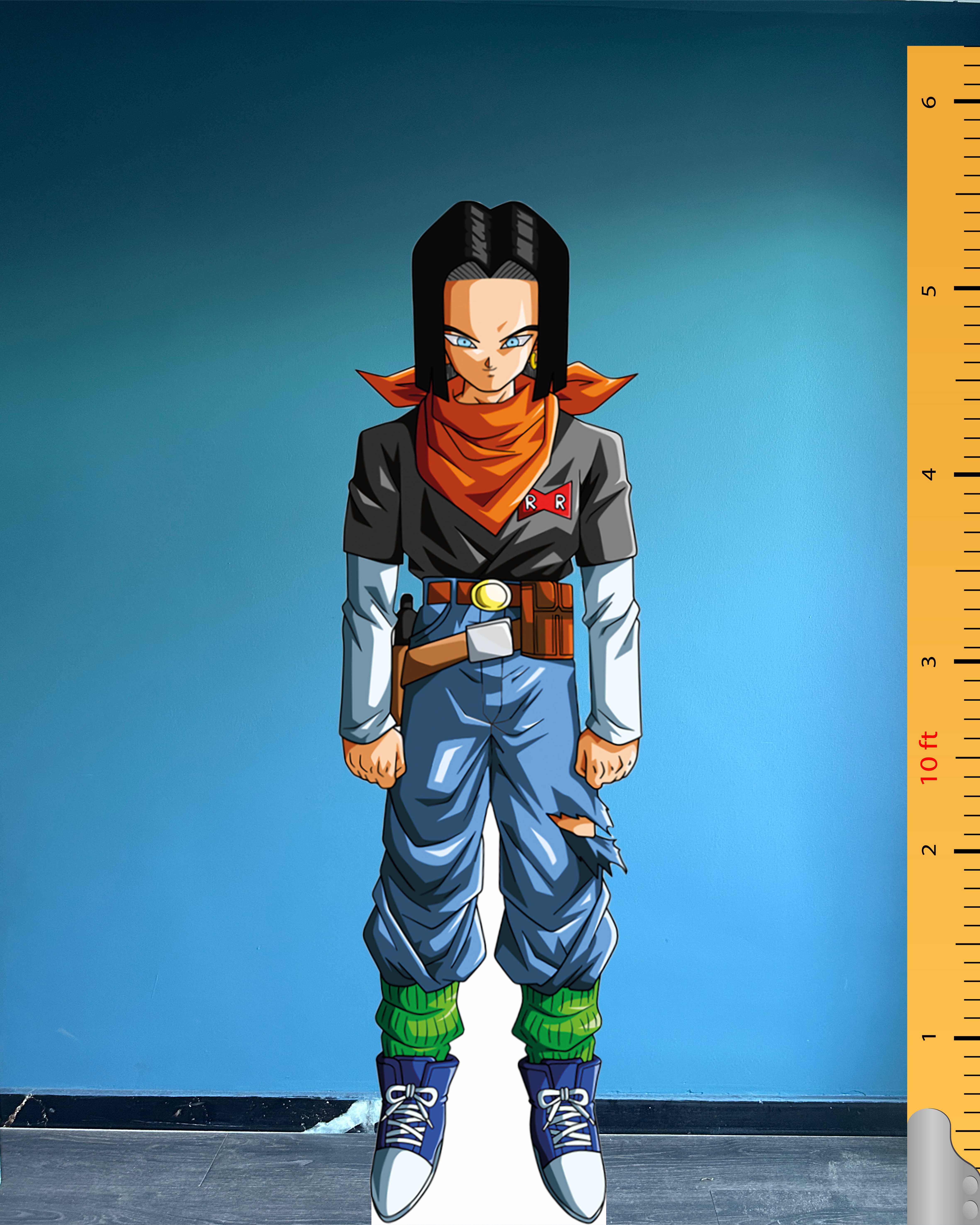 Android 17 Cardboard Cutout Model Dragon Ball Character Plastic Standee 