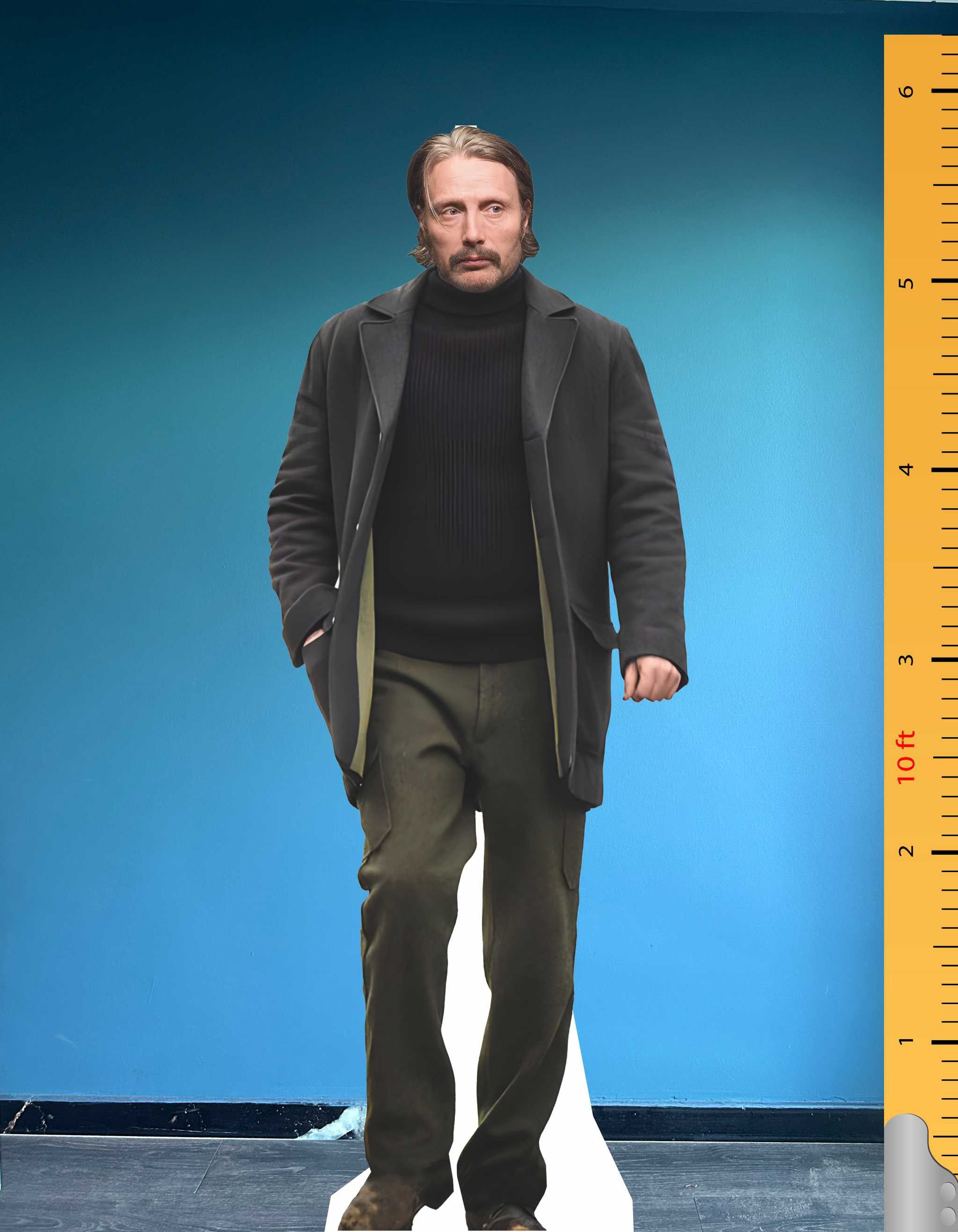 Mads Mikkelsen  Maketi Ayaklı 2 Boyutlu Tam Boy Plastik Maket