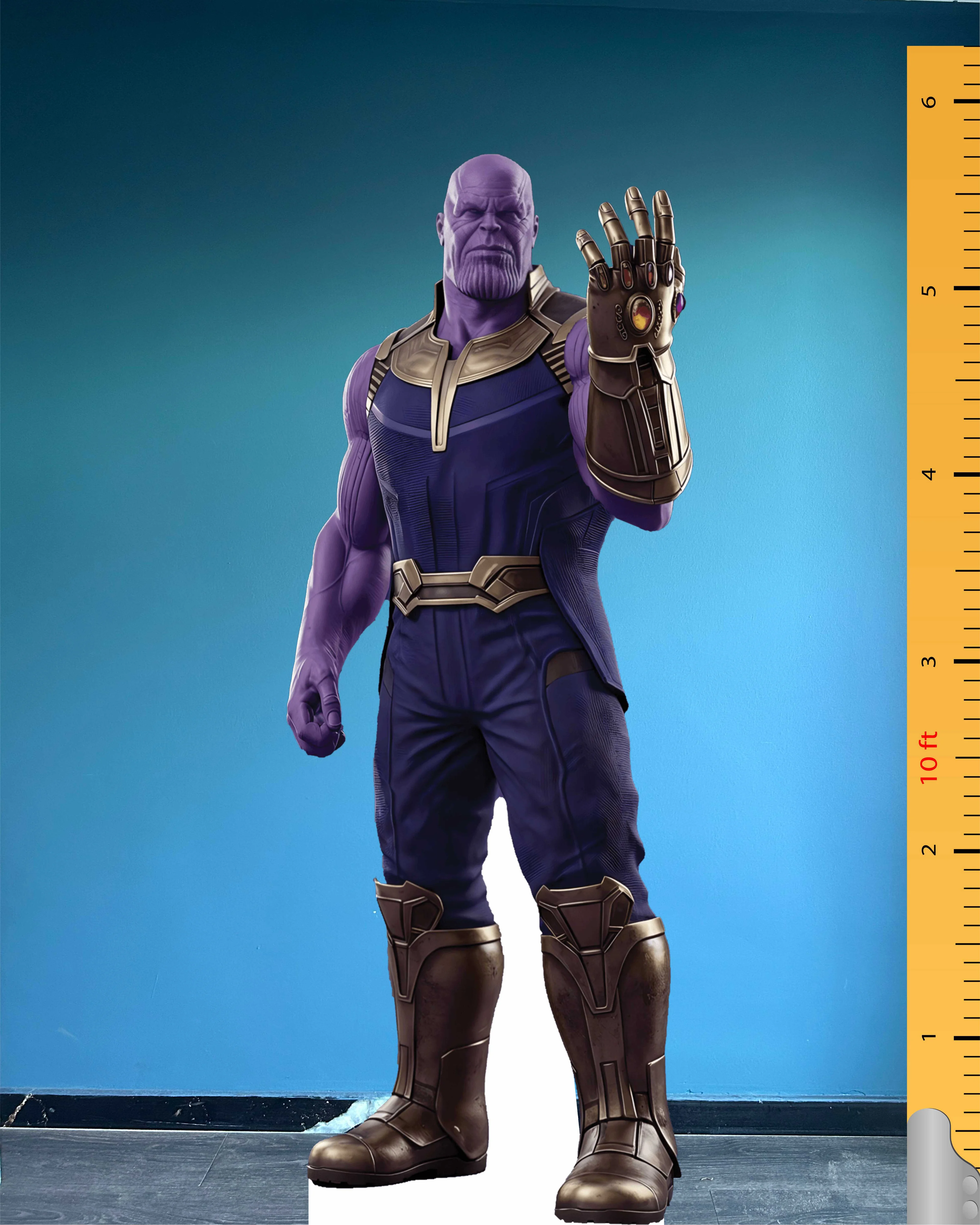 Tekturowy model Thanosa, figurka fikcyjna Marvela, plastikowa podstawka