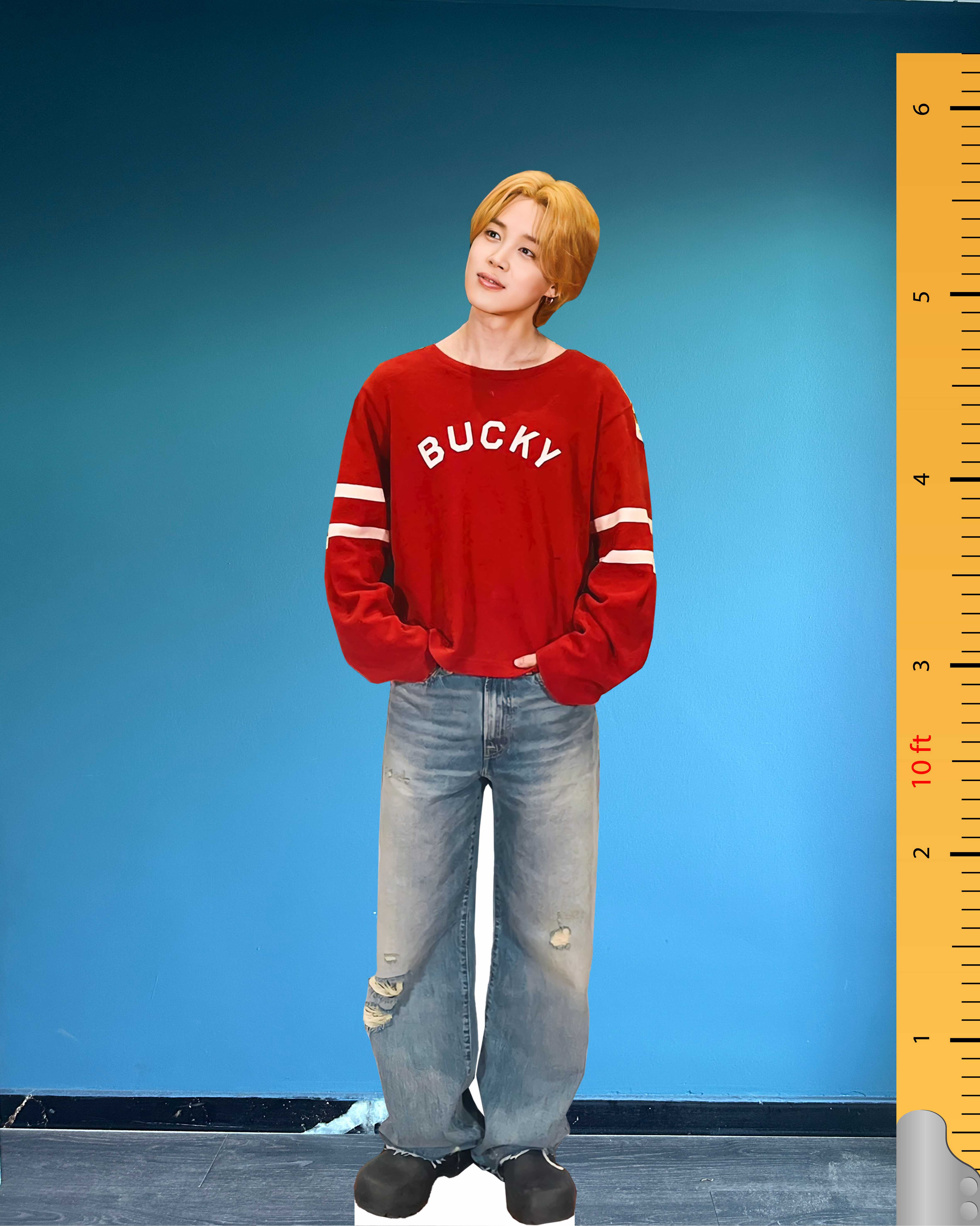 🎤 Jimin Life Size Cardboard Cutout – BTS Park Ji-min Orange Hair Edition