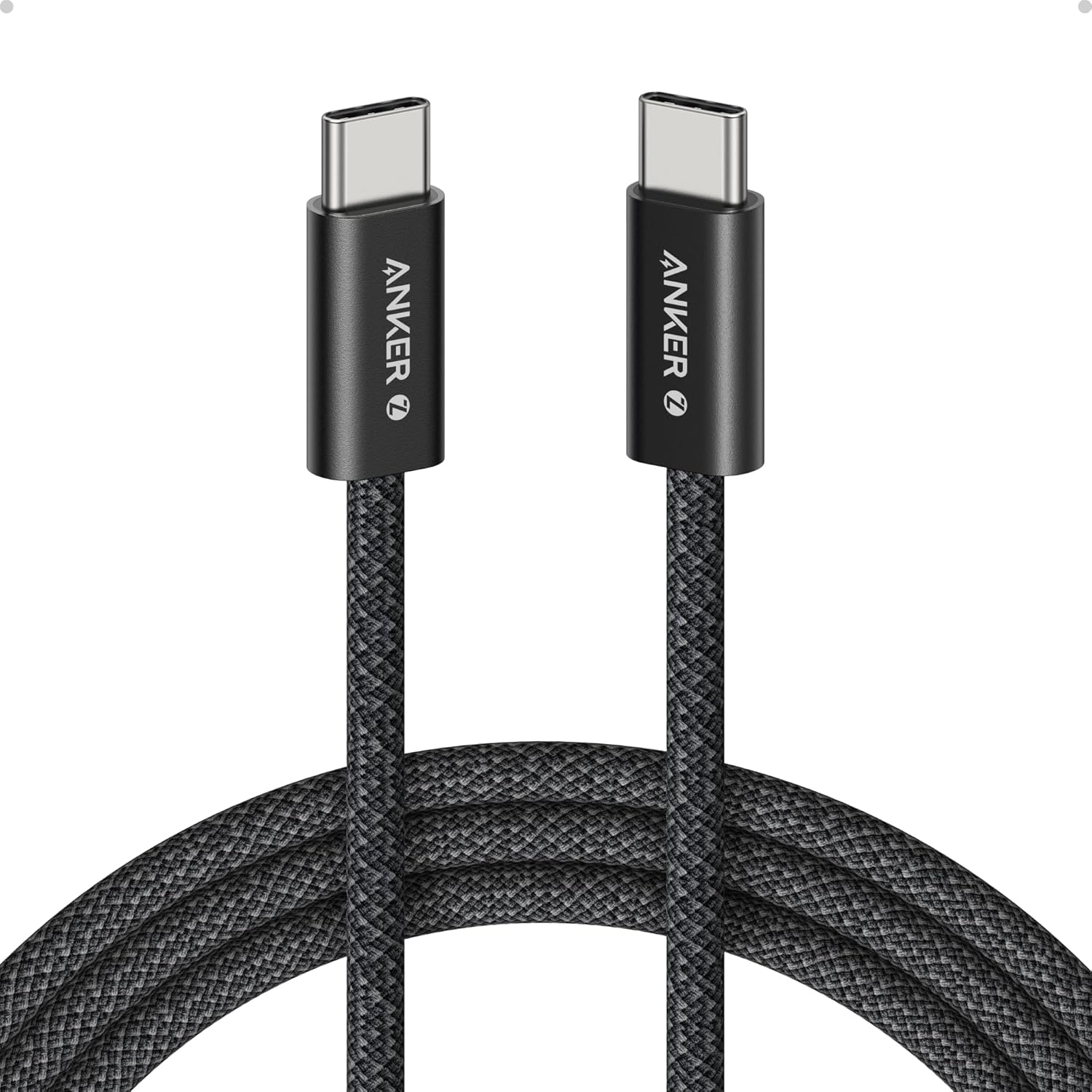 Anker Zolo USB C to C 240 W Hızlı Şarj Örgülü 1 m Kablo A8060, Siyah