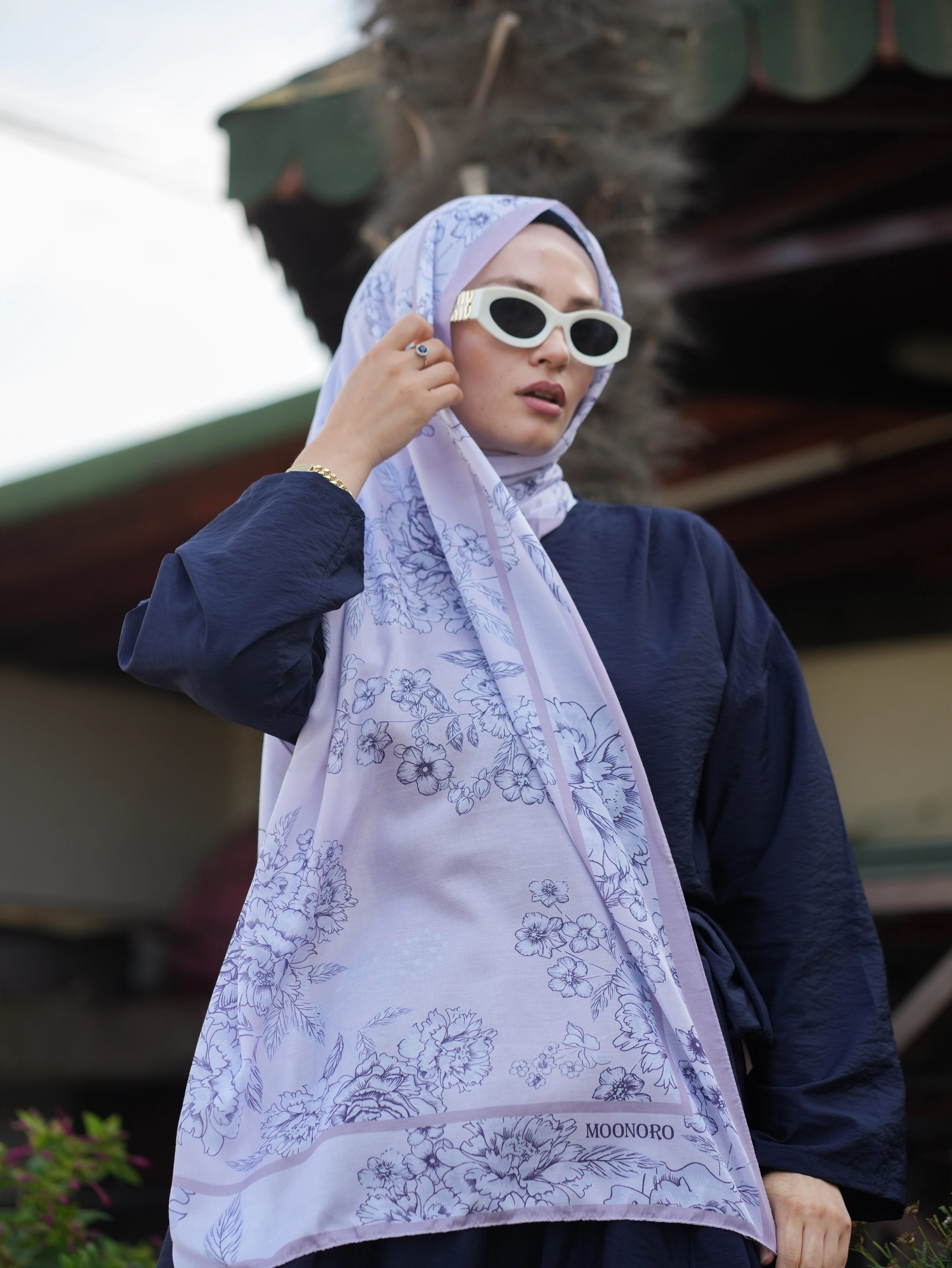 GÜL BAHÇESİ DESEN SOFT ŞAL - AÇIK LİLA image