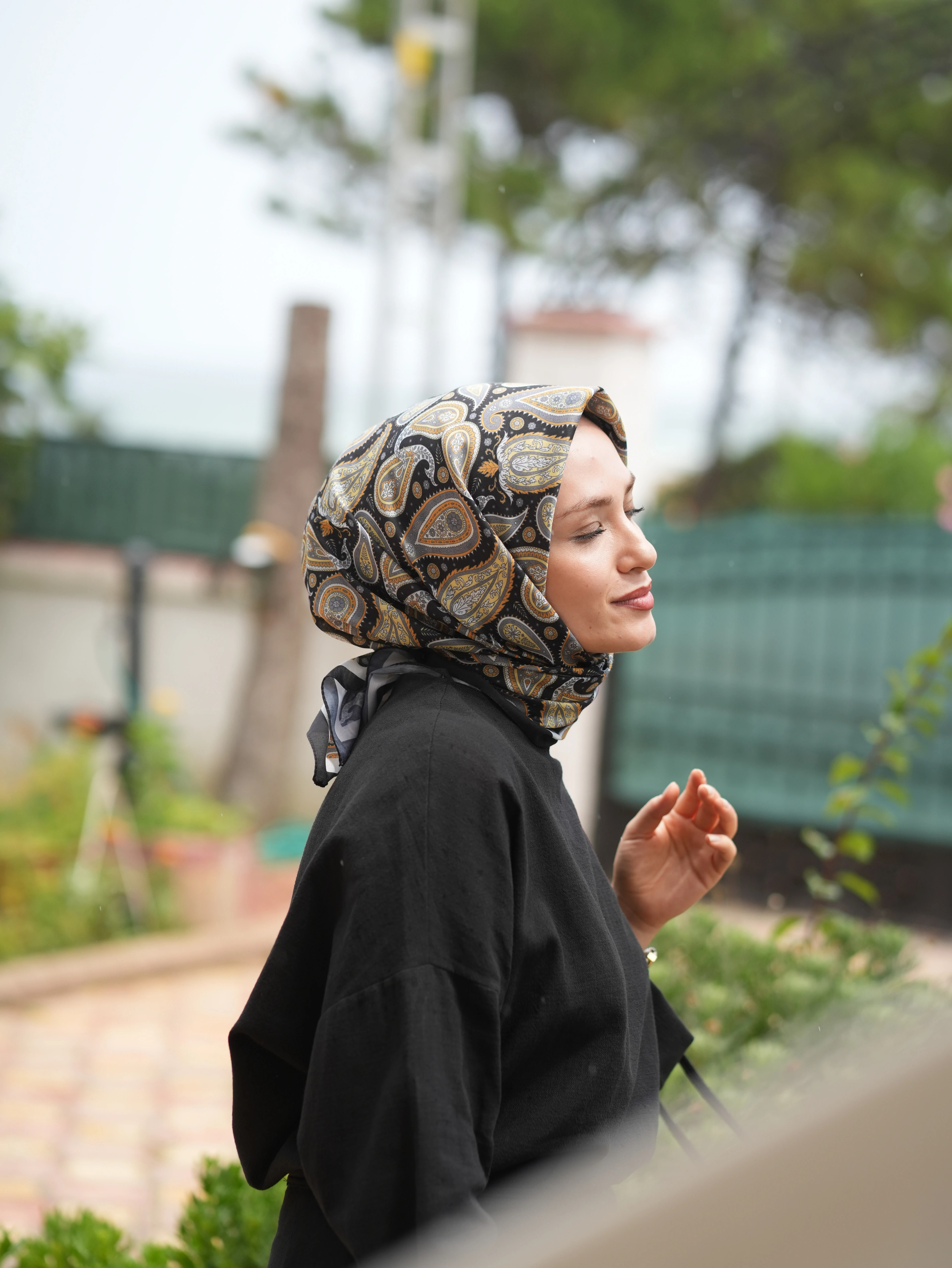 GENİŞ ETNİK DESEN EŞARP - SARI image