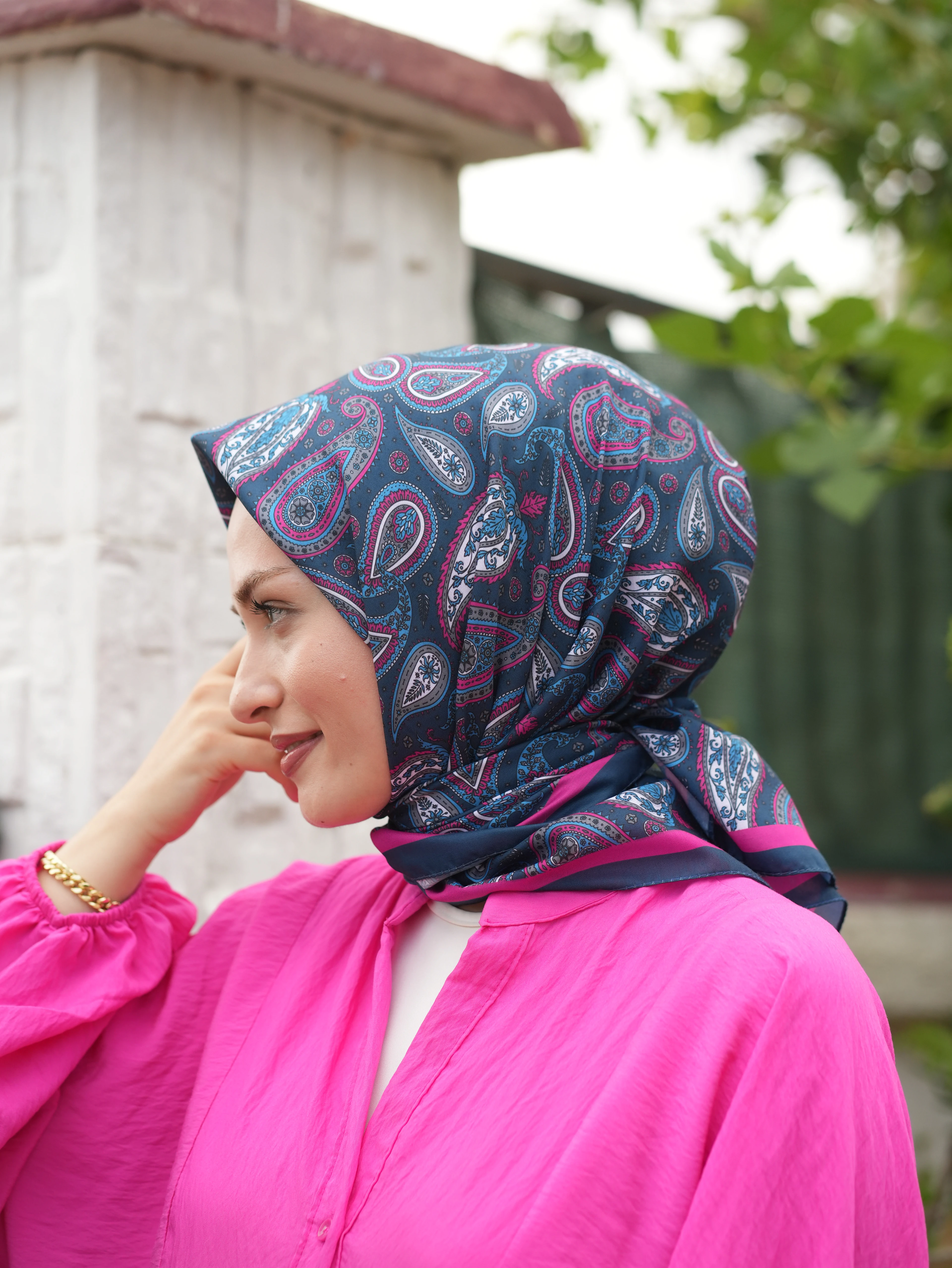 GENİŞ ETNİK DESEN EŞARP - FUŞYA image