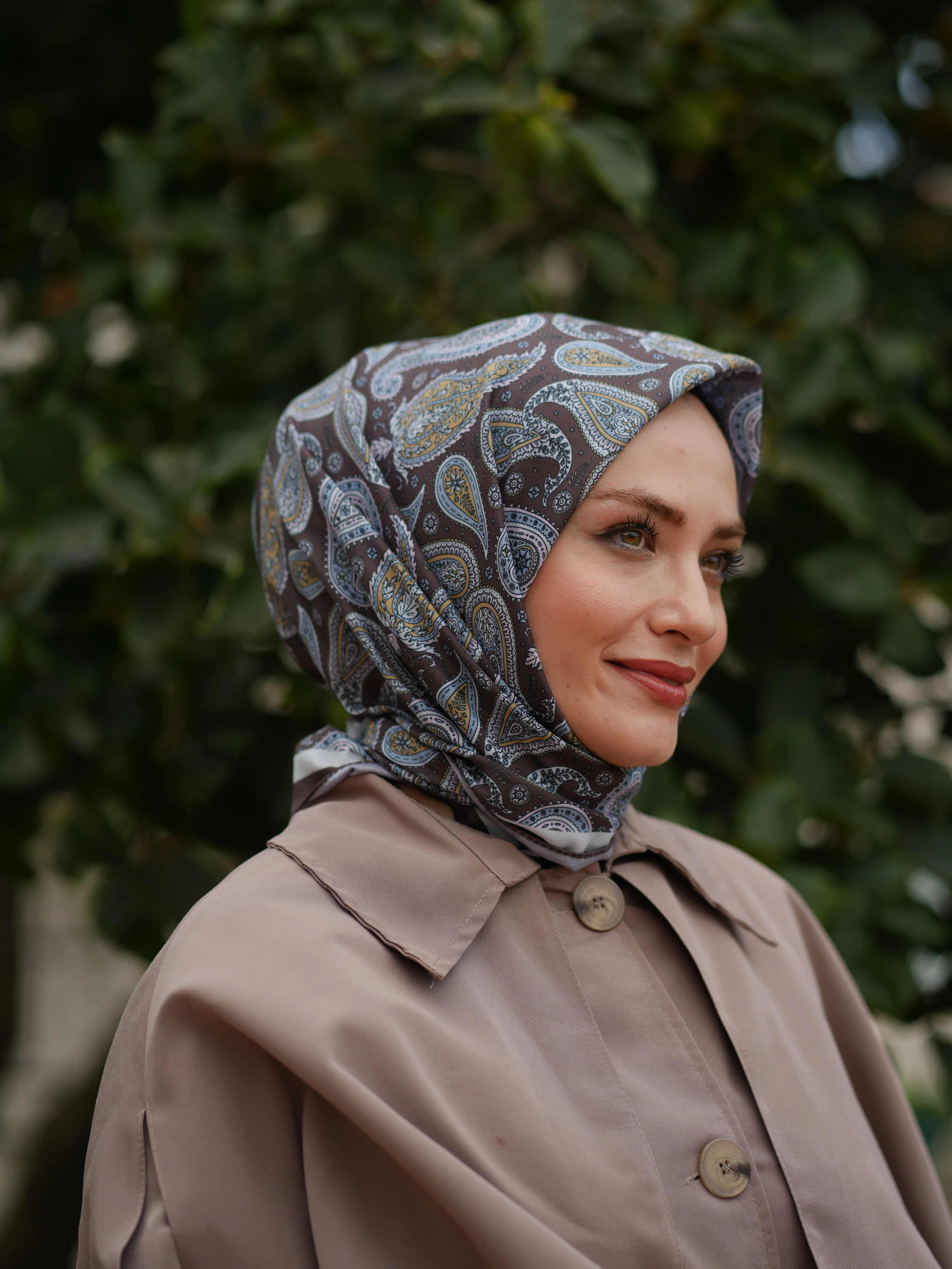 GENİŞ ETNİK DESEN EŞARP - KAHVE image