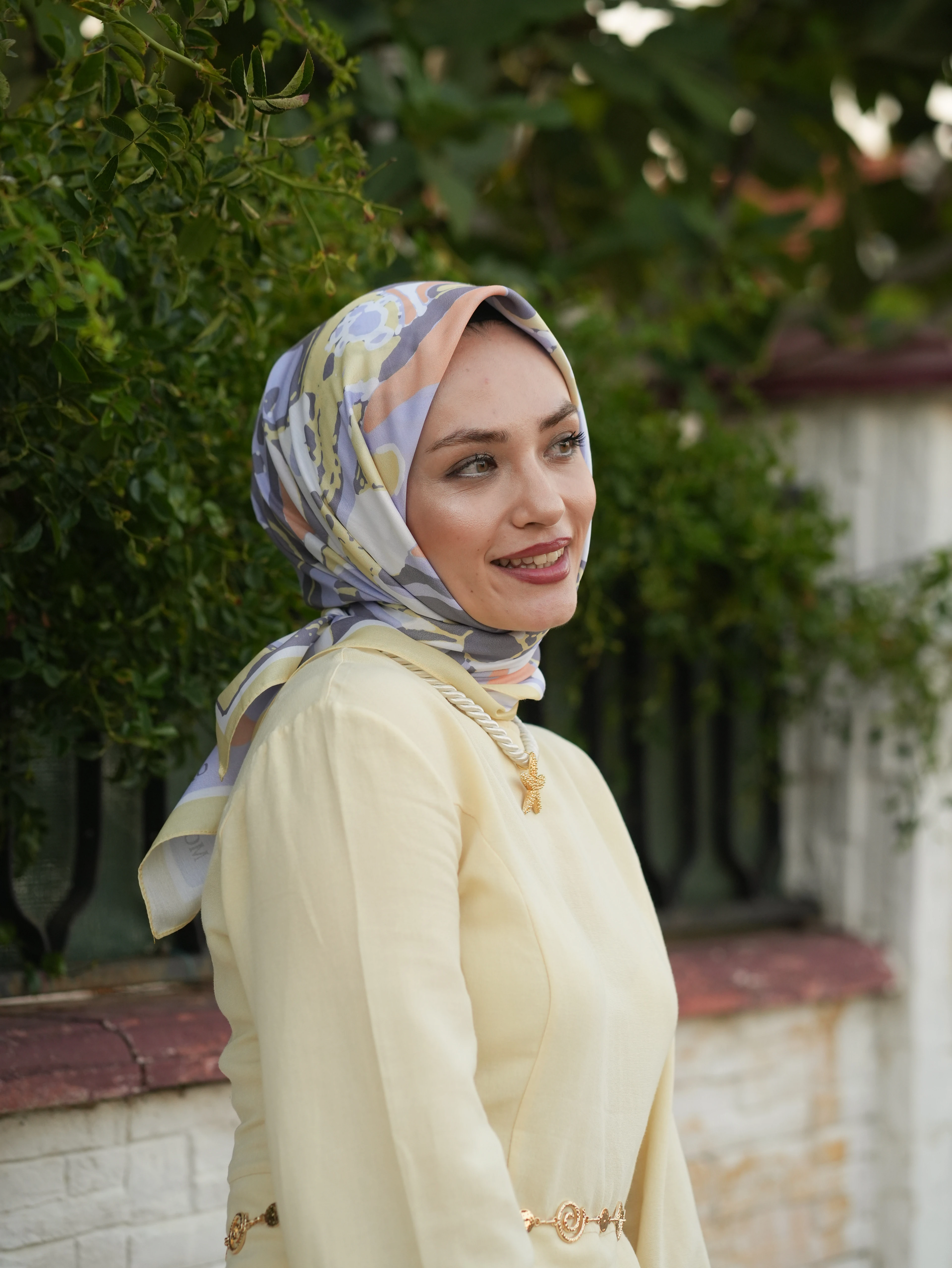 LAVİNYA DESEN SOFT EŞARP - LAVANTA SOMON image