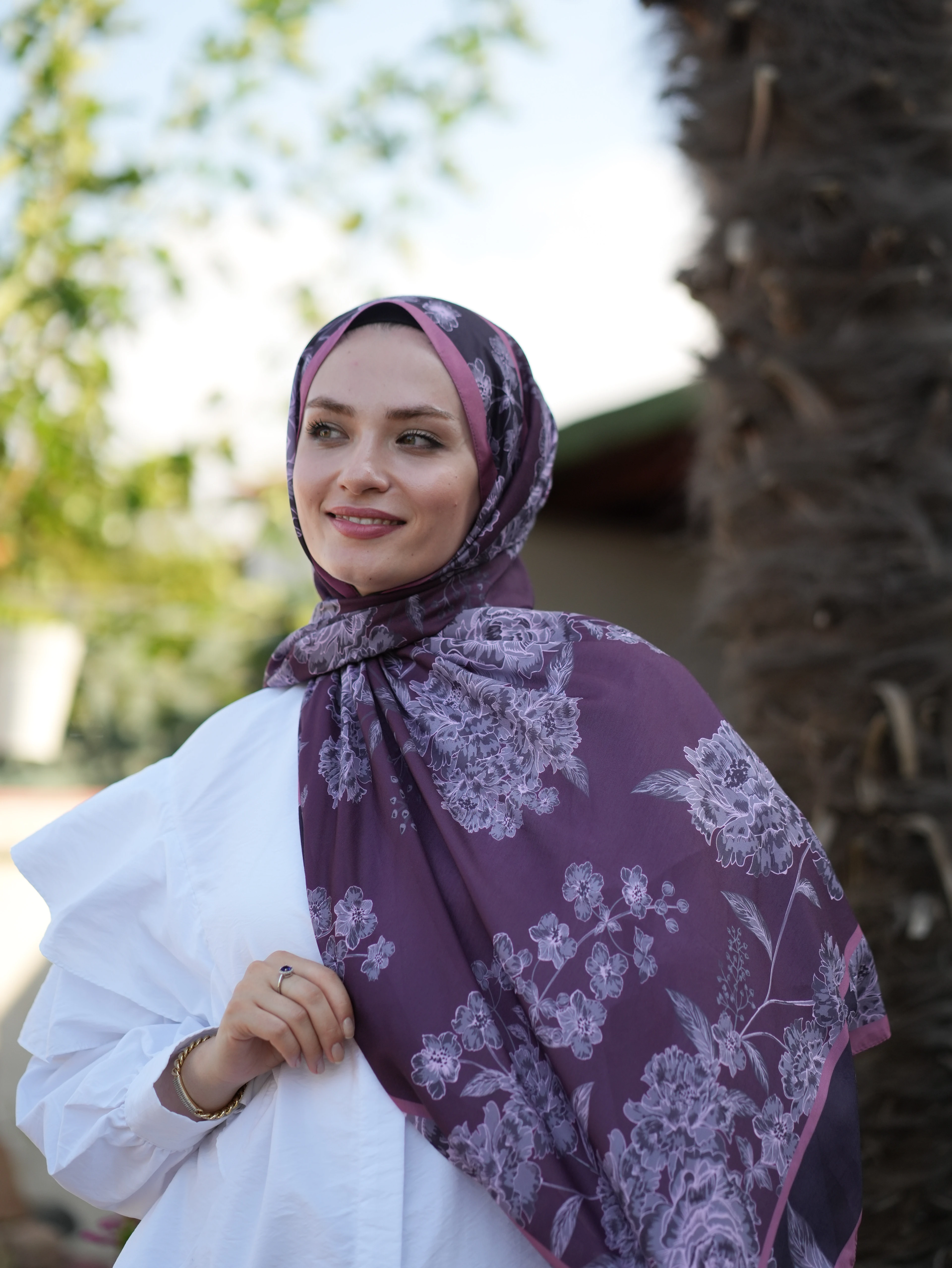 GÜL BAHÇESİ DESEN SOFT ŞAL - VİŞNE image