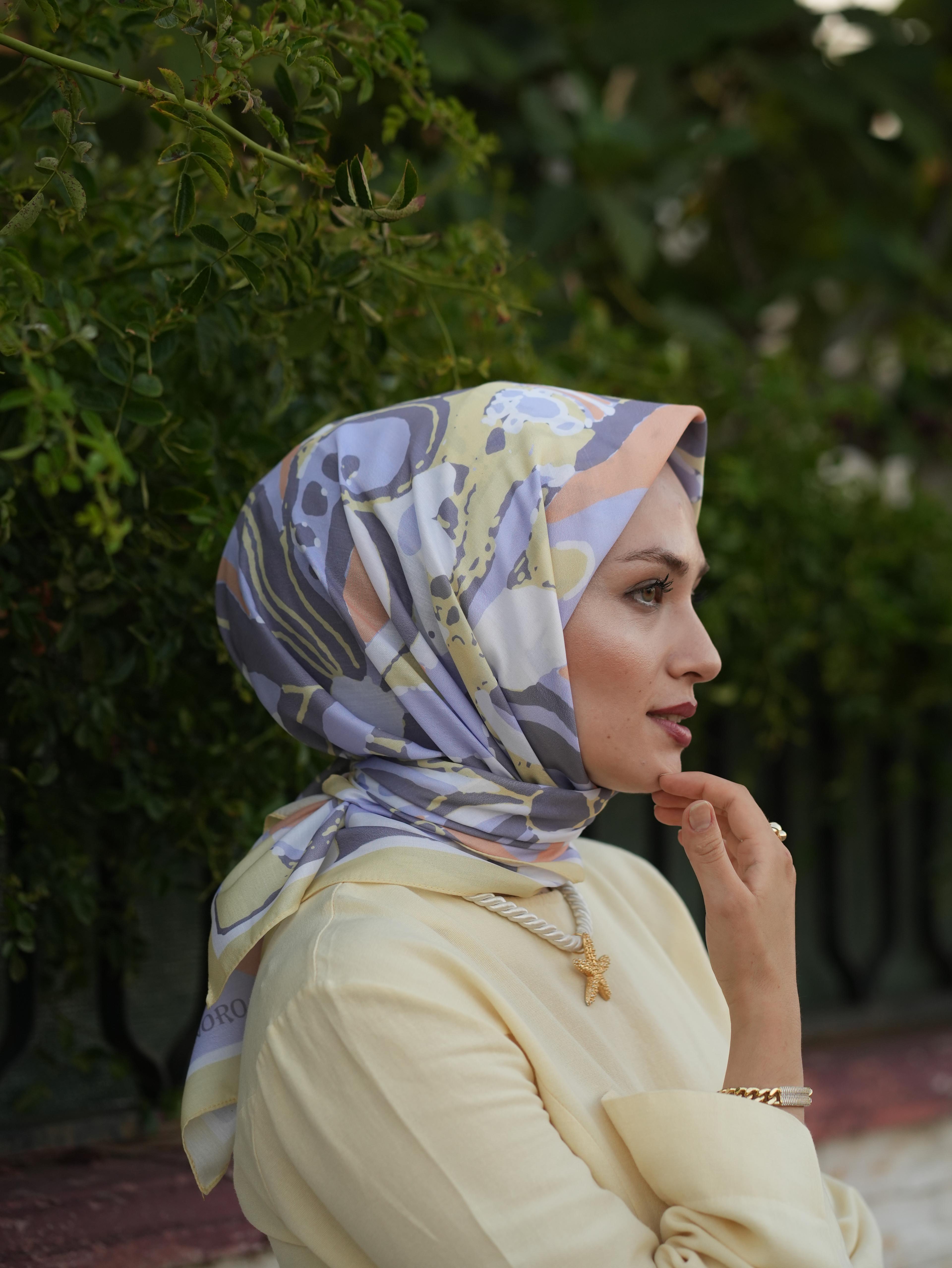 LAVİNYA DESEN SOFT EŞARP - LAVANTA SOMON image