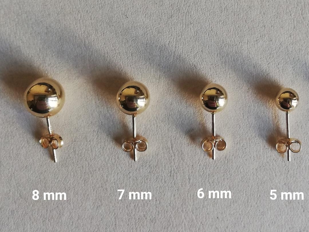 Sarı Altın Top Küpe 6 mm Ölçüsünde 14 Ayar Altın