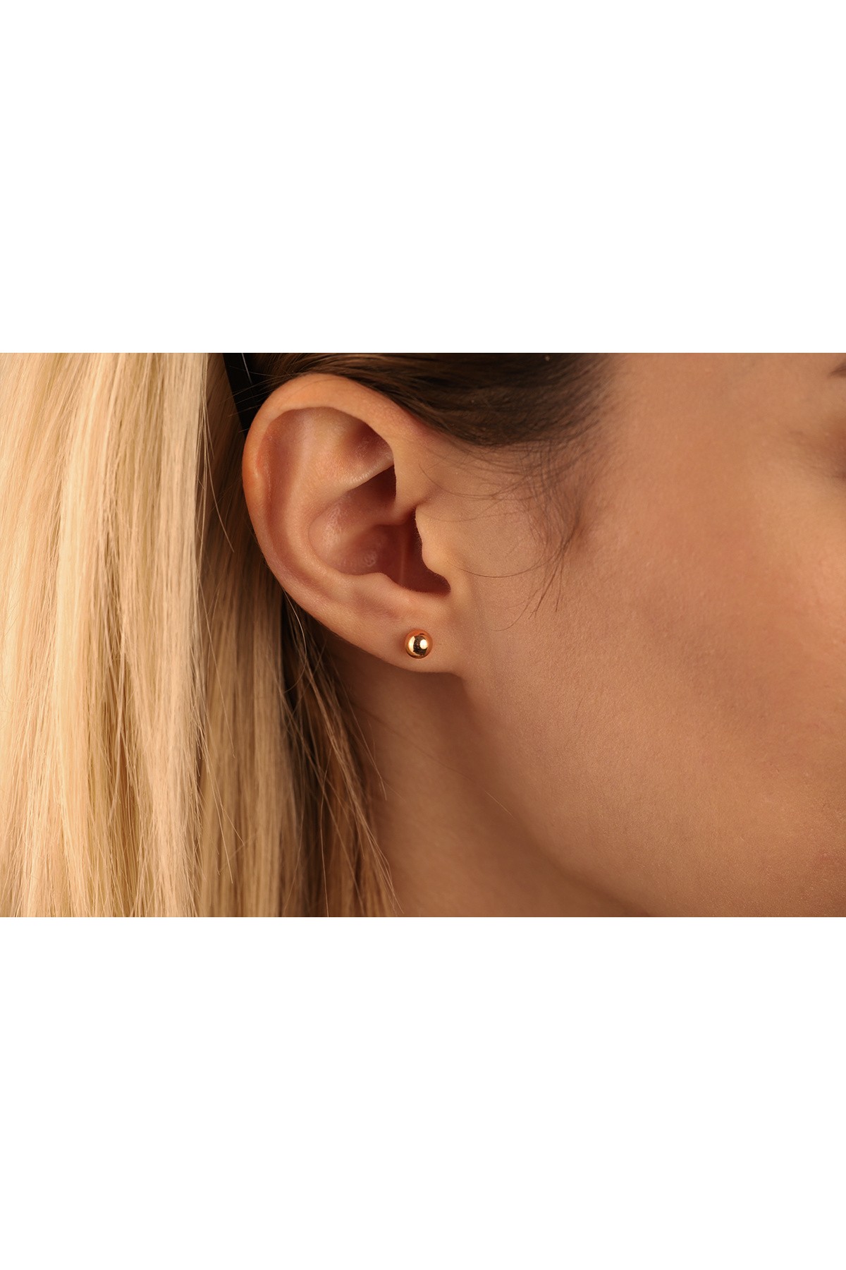 Rose Altın Top Küpe 5 mm Ölçüsünde 14 Ayar Altın