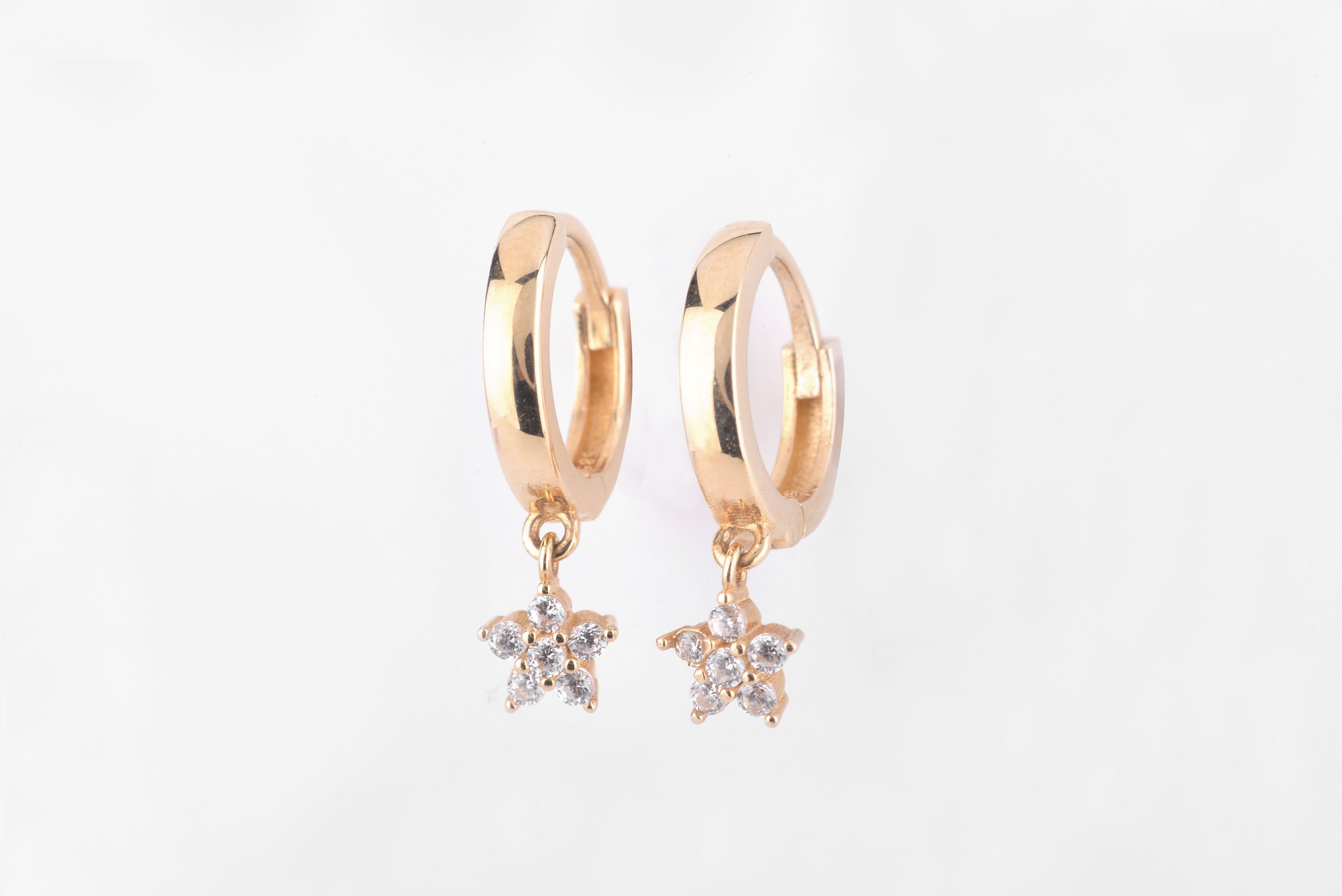 Çiçek Mini Halka, Zircon Taşlı Halka Küpe