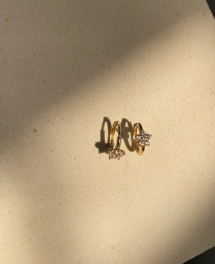 14 Ayar Altın Çiçek Halka Küpe