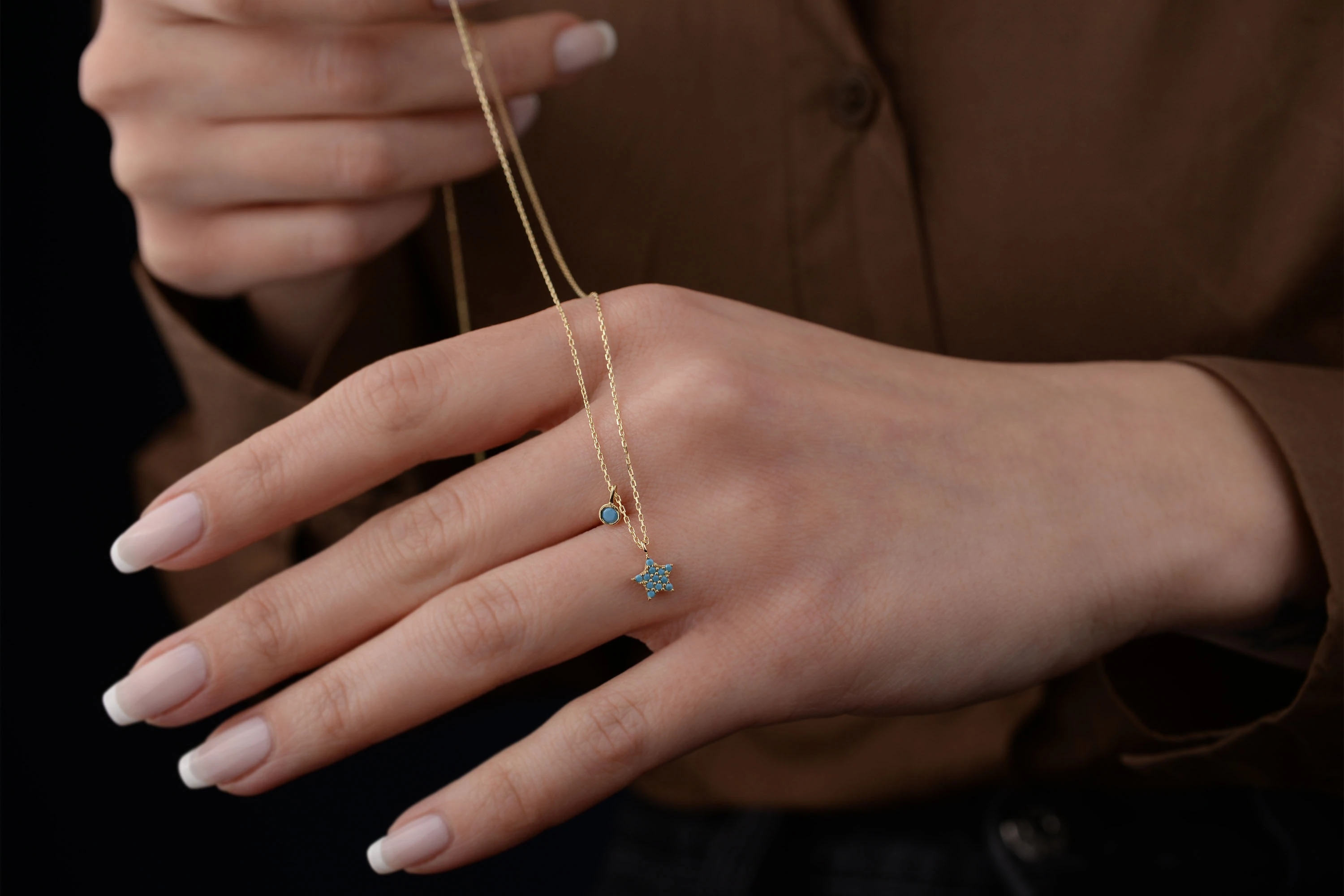 Turkuaz Mini Yıldız Kolye Charm Kolye