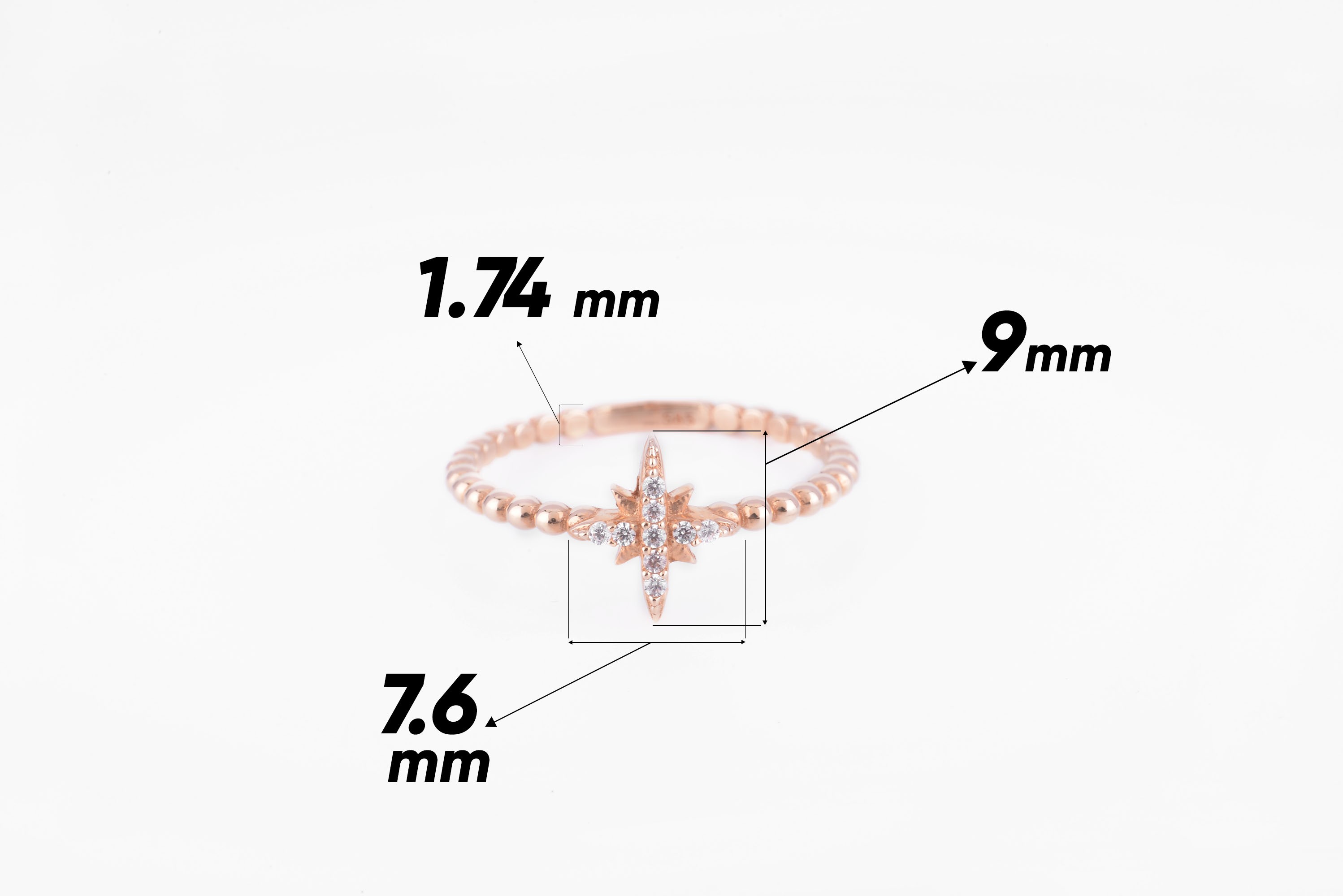 14 Ayar Rose Gold Kutup Yıldızı Yüzük
