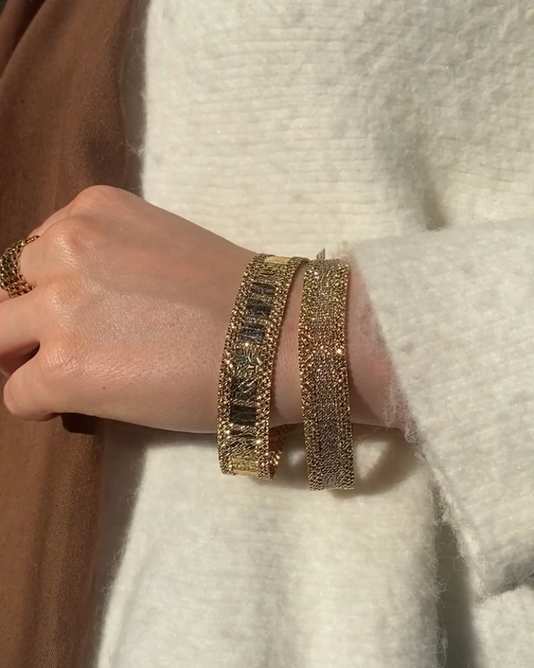 14 Ayar Altın Kalemli Işıltılı Kleopatra Bileklik