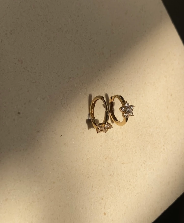 14 Ayar Altın Çiçek Halka Küpe