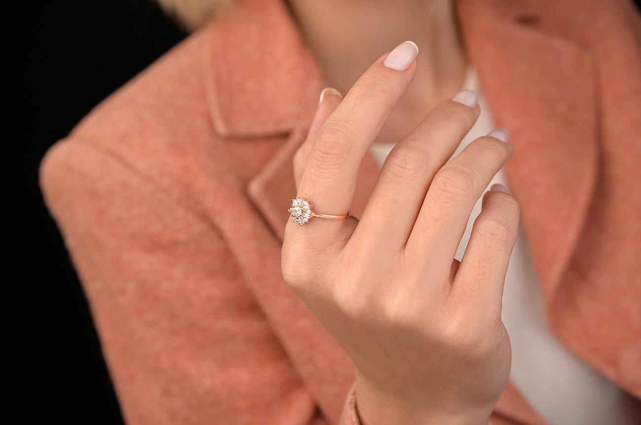 Çiçek Model Baget Rose Yüzük