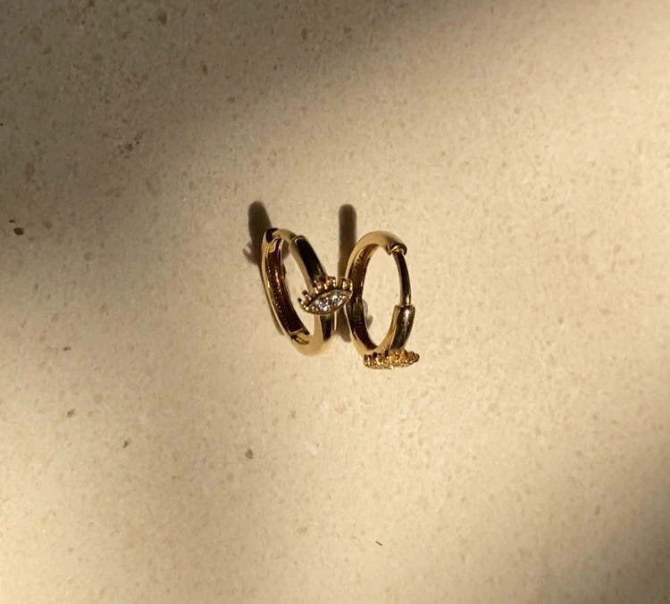 14 Ayar Altın Göz Detaylı Halka Küpe