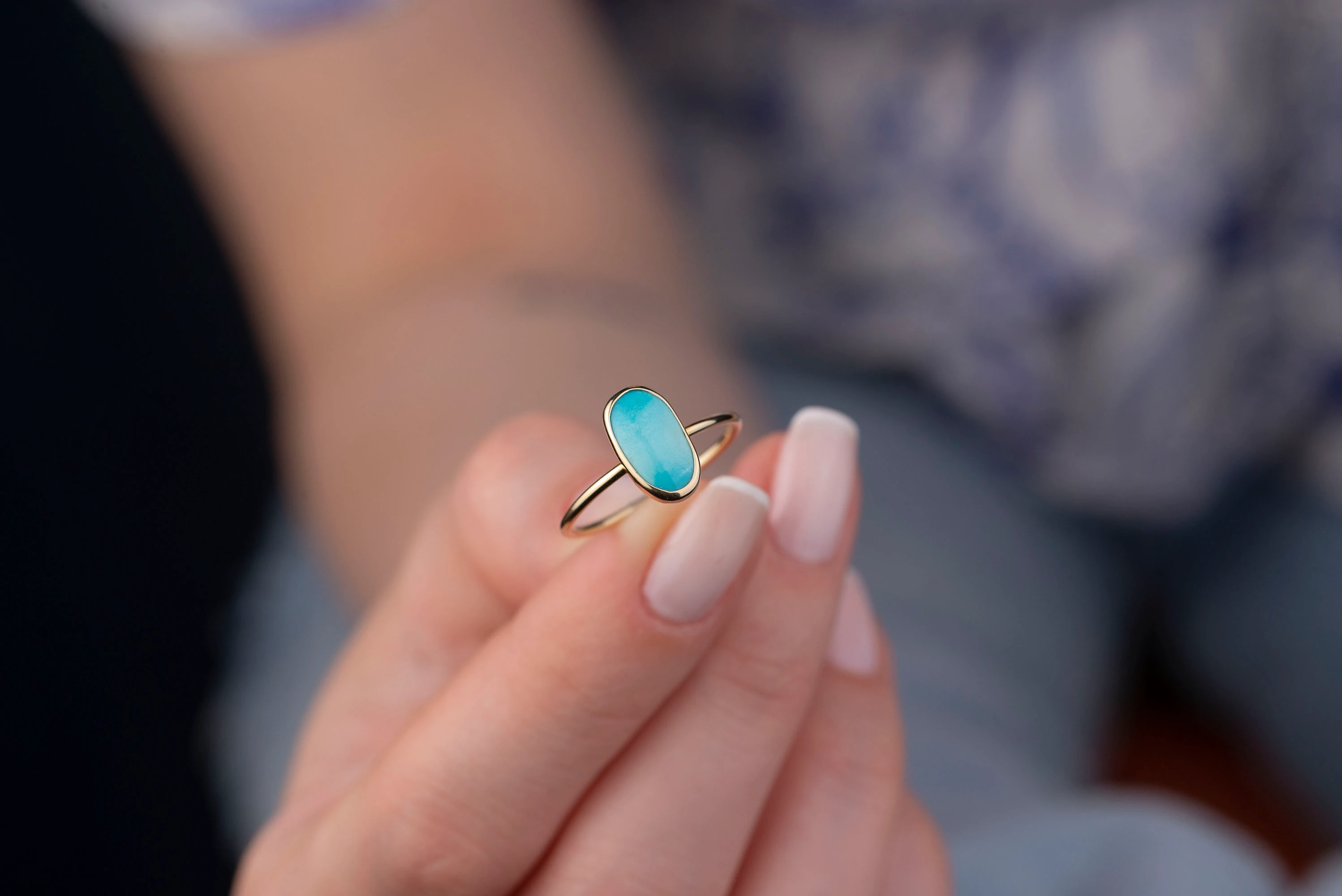 Oval Firuze Zarif Yüzük