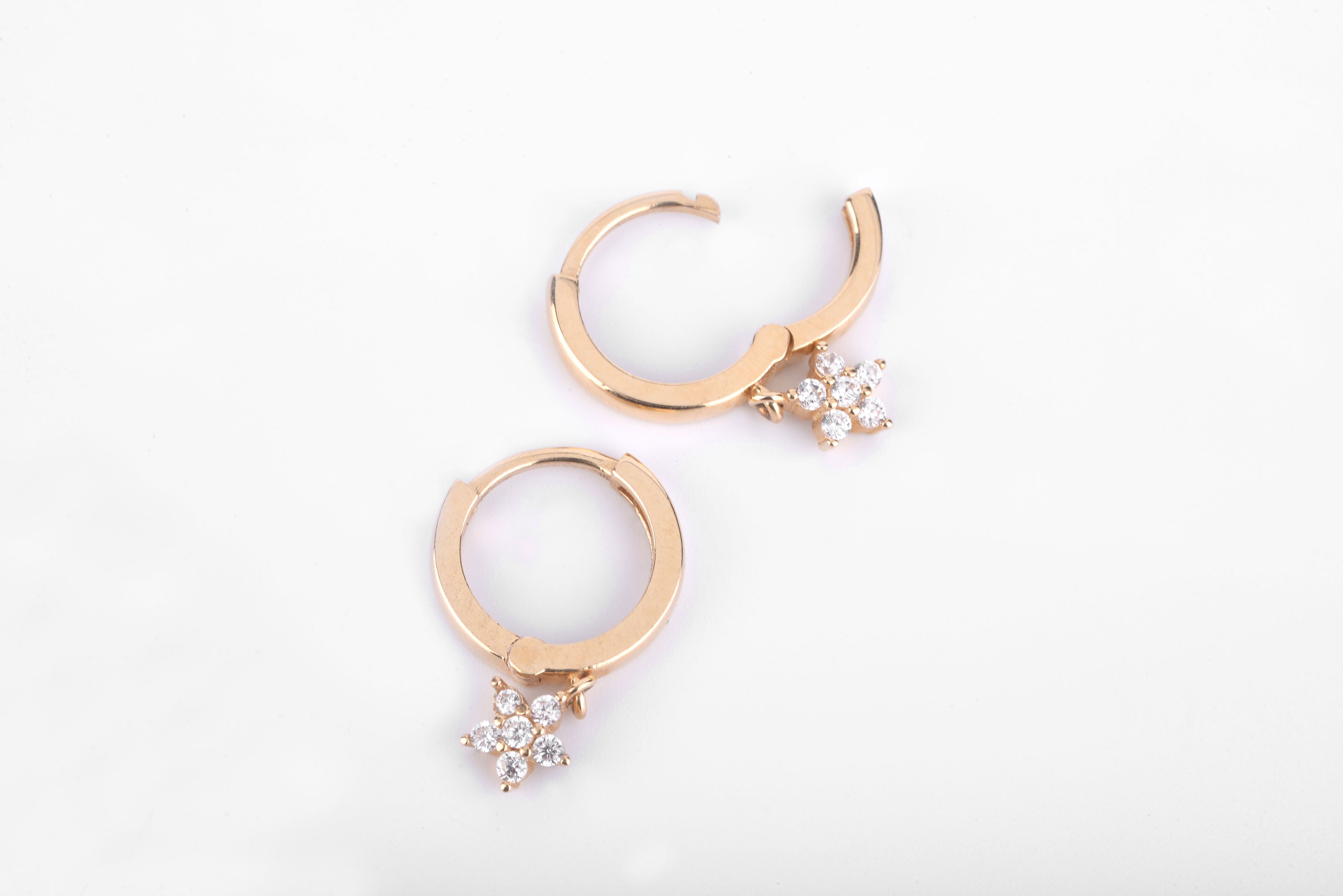 Çiçek Mini Halka, Zircon Taşlı Halka Küpe