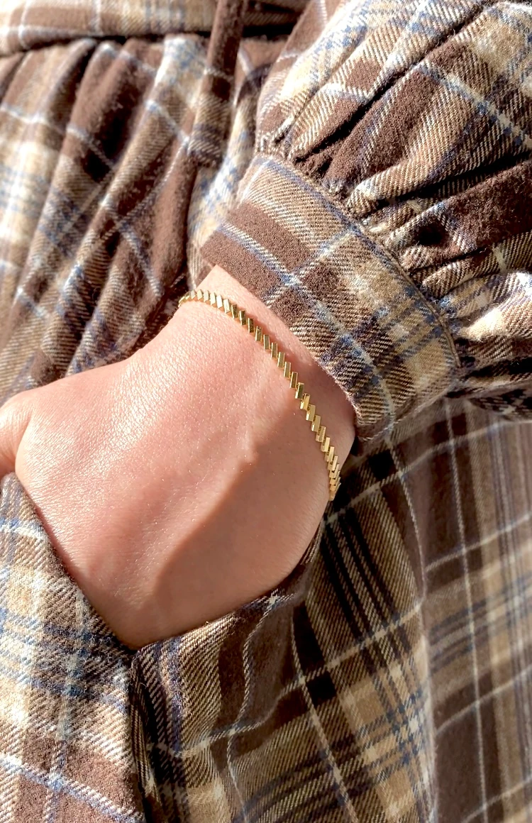 14 Ayar Altın Sıralı Çubuk Bileklik